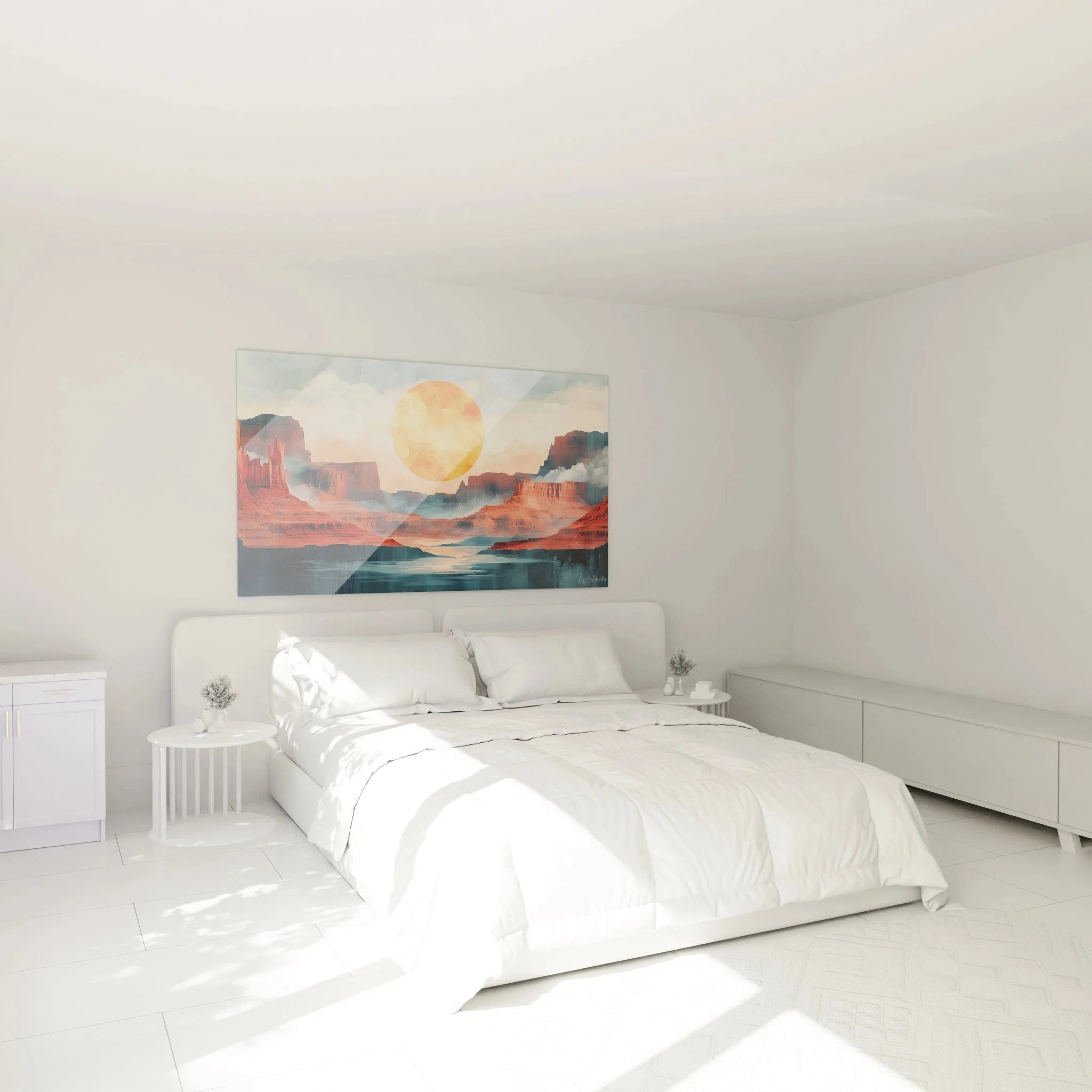 Wandbild Canyon Sonnenaufgang in modernem Schlafzimmer als Wanddekoration