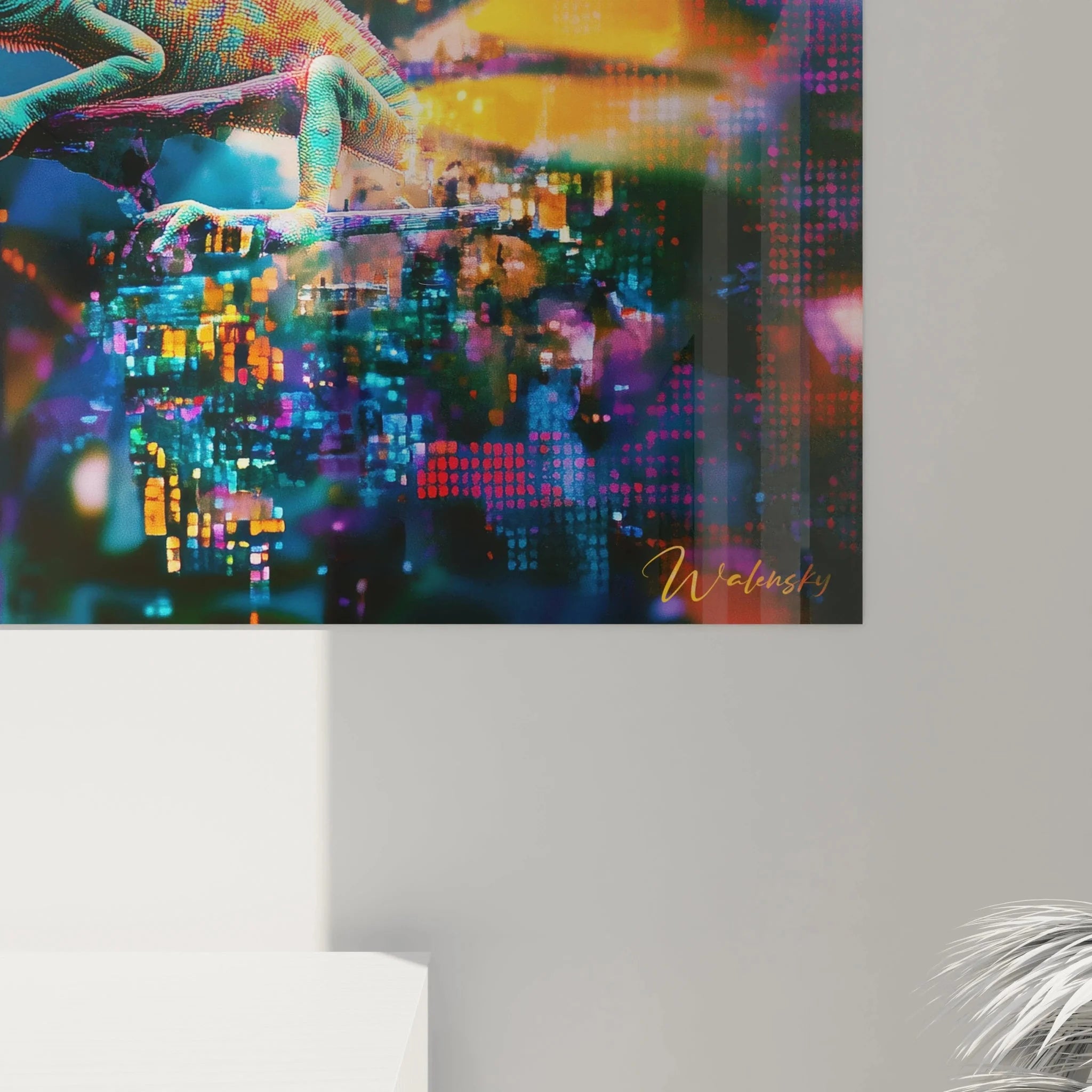 Gesamtansicht Wandbild Chamäleon Digital Edition mit digitalen Farbeffekten