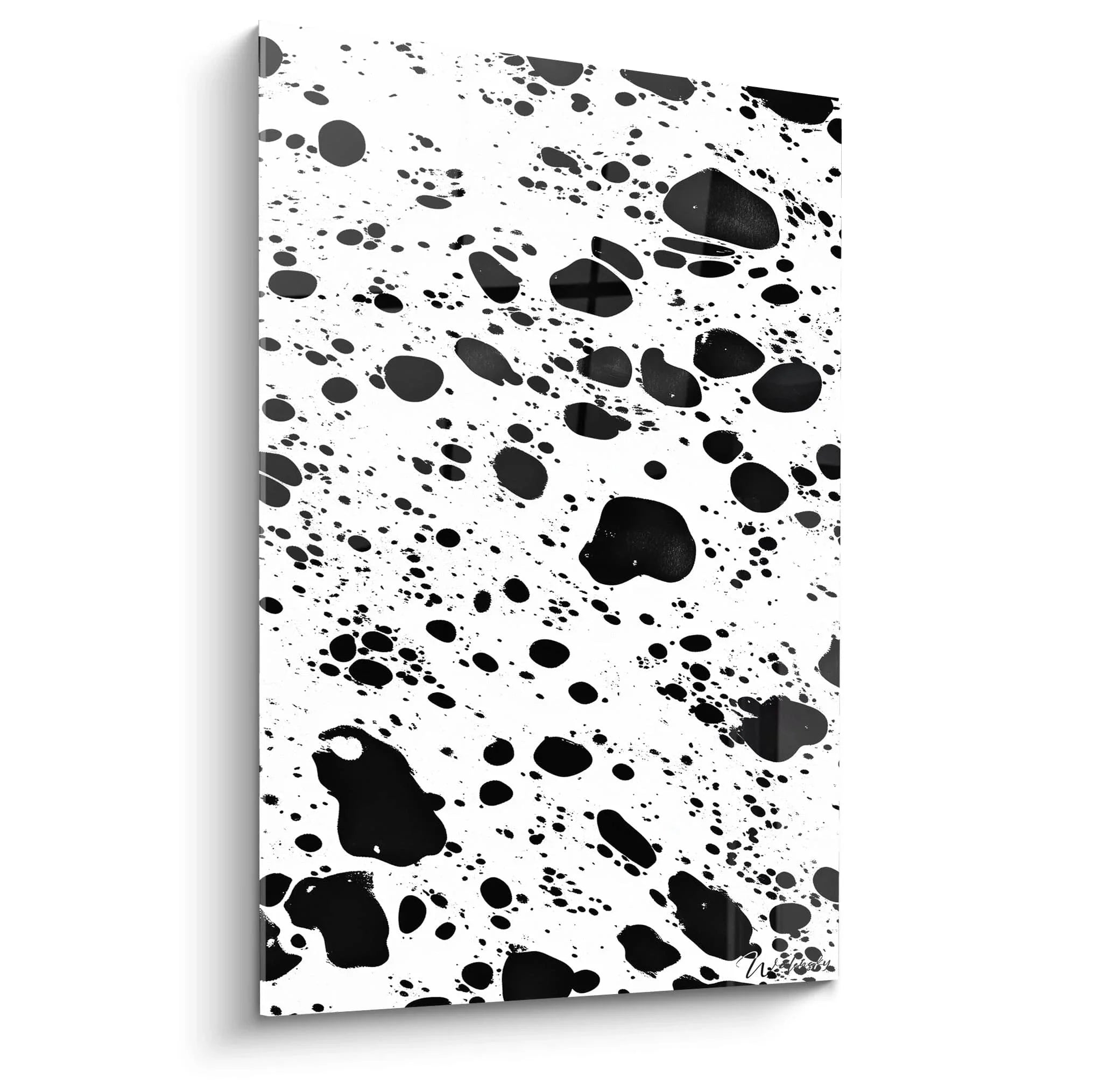 Wandbild Dalmatiner Flecken schwarz-weiß abstrakte Tinte Spritzer moderne Leinwandkunst