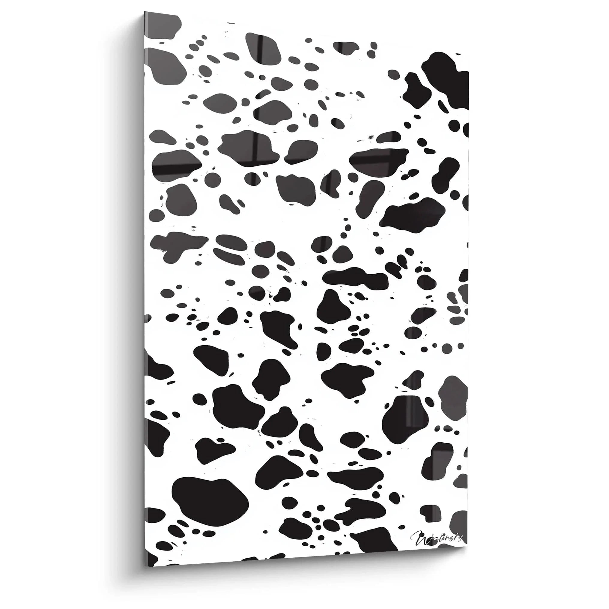 Wandbild Dalmatiner Muster schwarz-weiß mit organischen Tupfen abstrakte Wandkunst moderne Dekoration