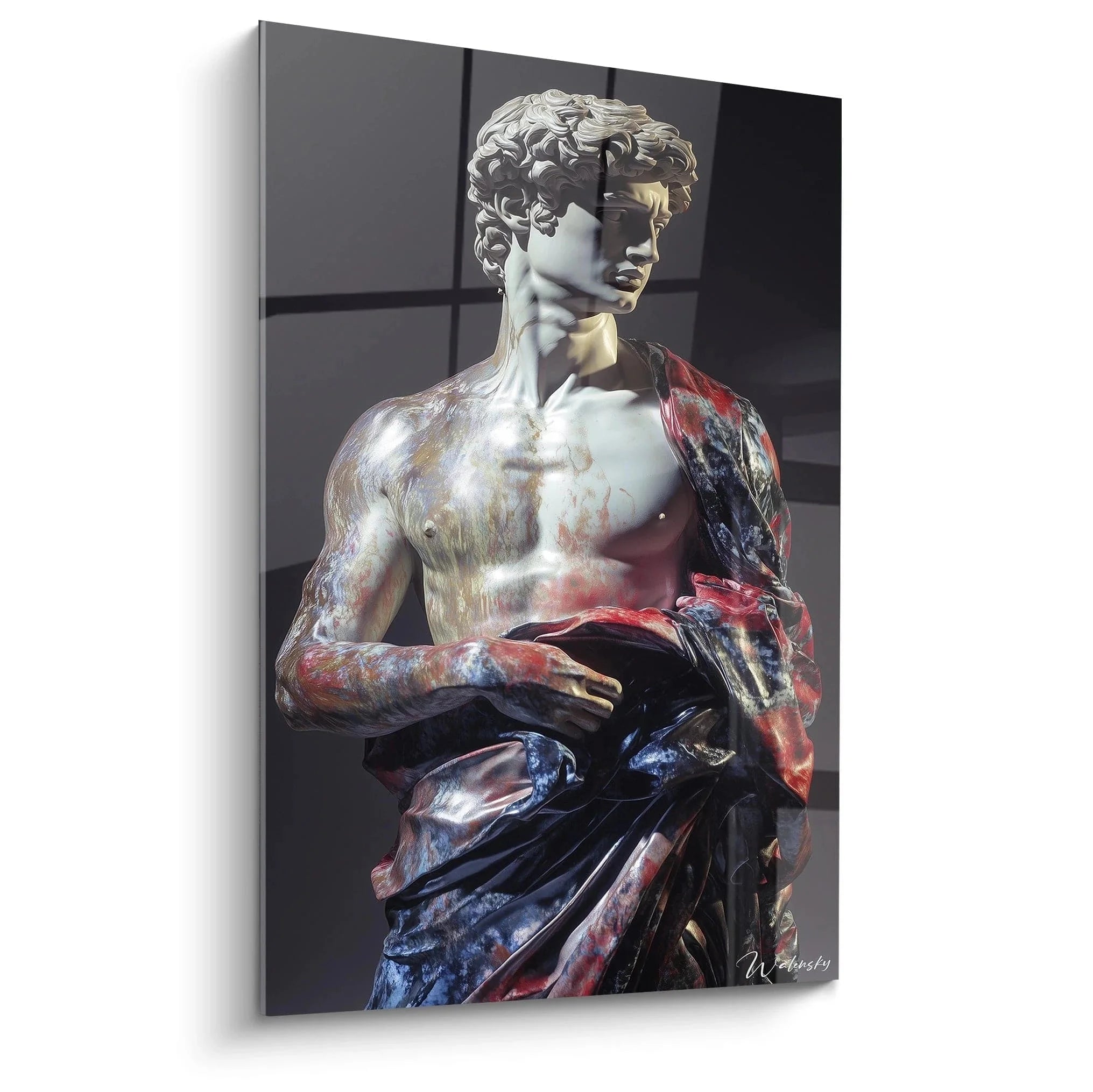 Wandbild David Statue mit modernen Farbakzenten in Renaissance Stil - Michelangelo Inspiration