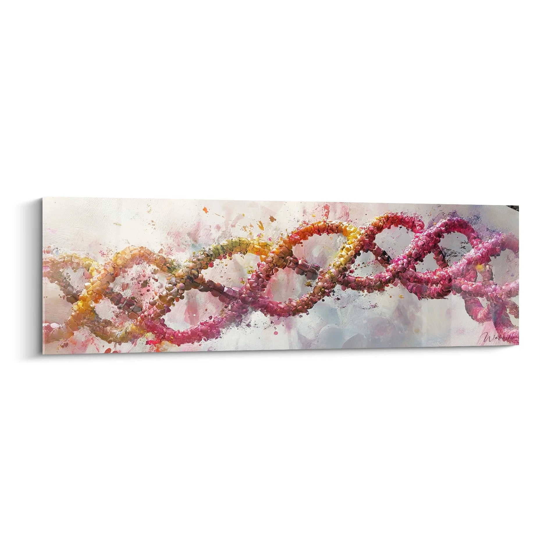 Wandbild DNA Doppelhelix in Pink und Magenta Farben - moderne wissenschaftliche Kunst für Wohnräume