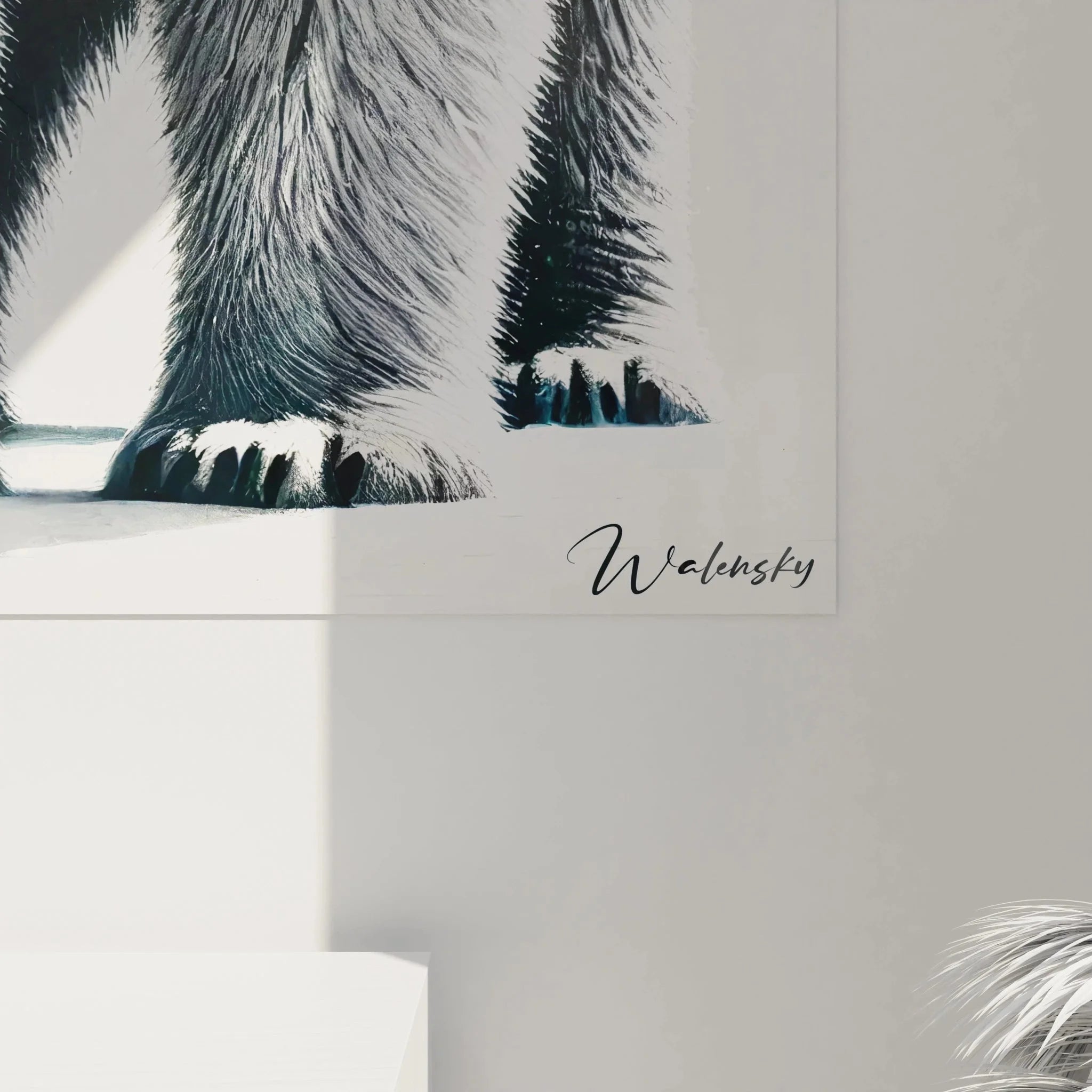 Gesamtansicht Wandbild Eisbär majestätisch, vollständige Polarbär Darstellung in monochromem Design