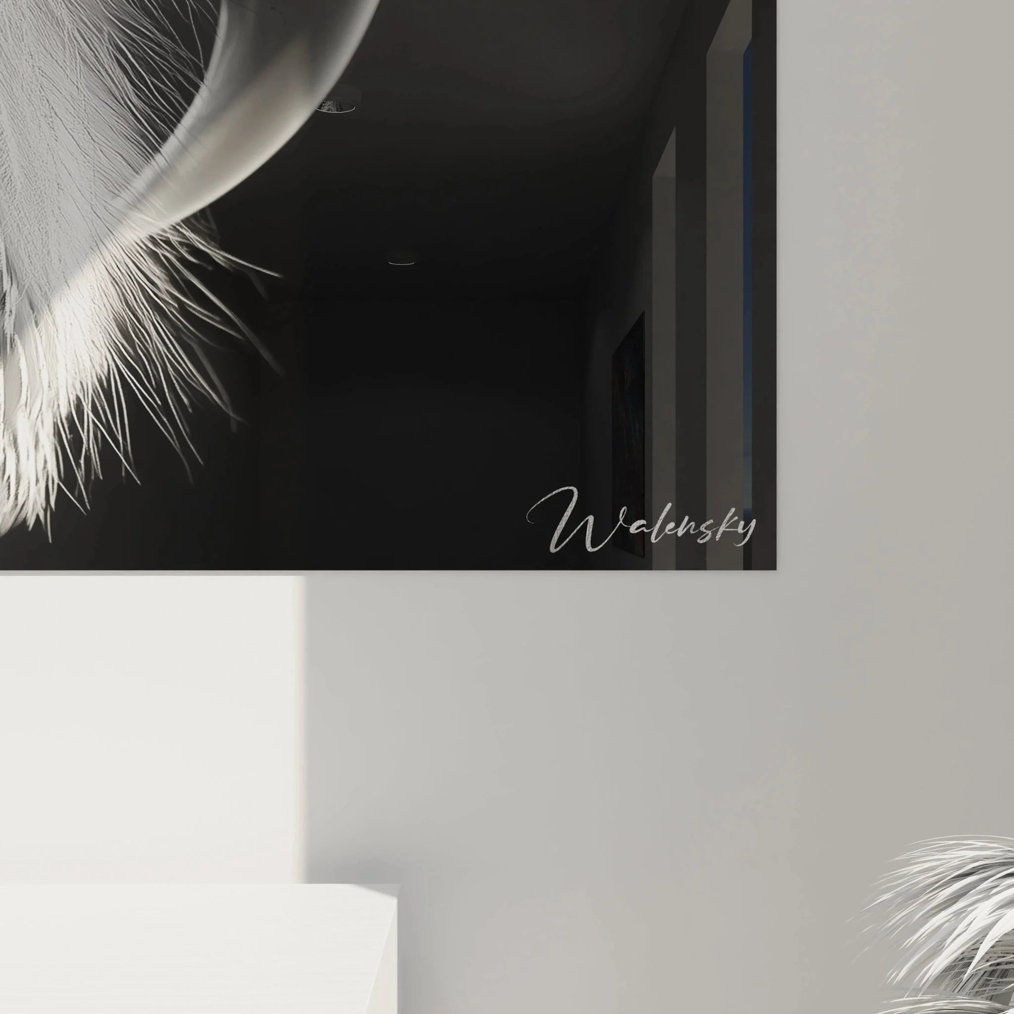 Wandbild Eulen Auge Gesamtansicht - moderne Präsentation der schwarz-weiß Tieraugen Kollektion