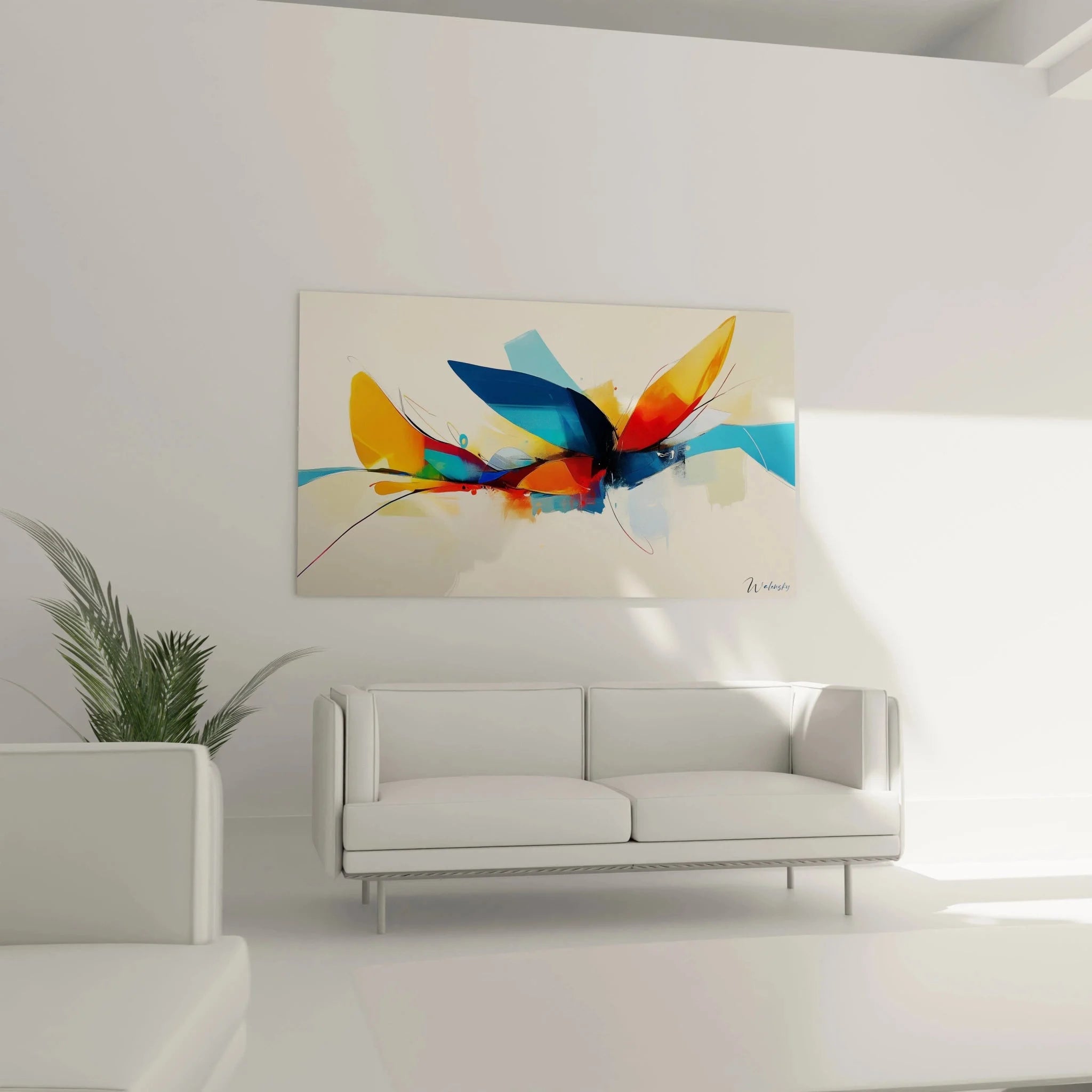 Detailansicht Wandbild abstrakte Explosion - Nahaufnahme der Farbverläufe und Strukturen