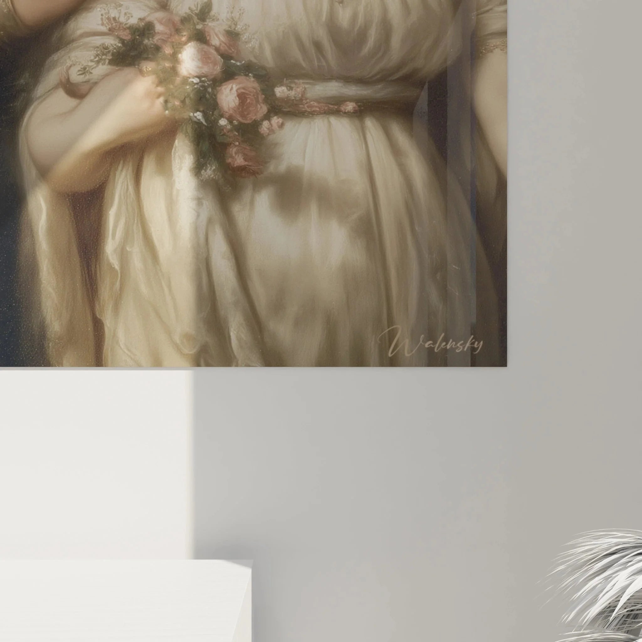 Gesamtansicht Wandbild Familiensegnung Neoklassizismus mit römischen Figuren und Engel