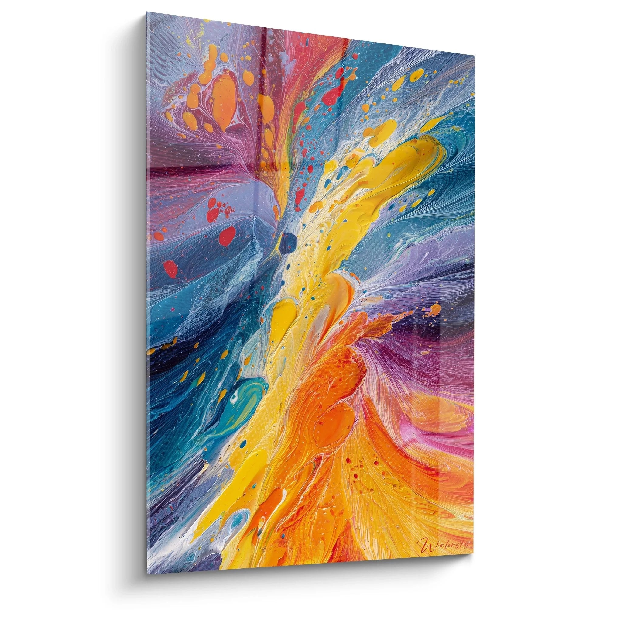 Wandbild Farbexplosion abstrakt mit dynamischen Farben in Malerei-Optik für moderne Wanddekoration