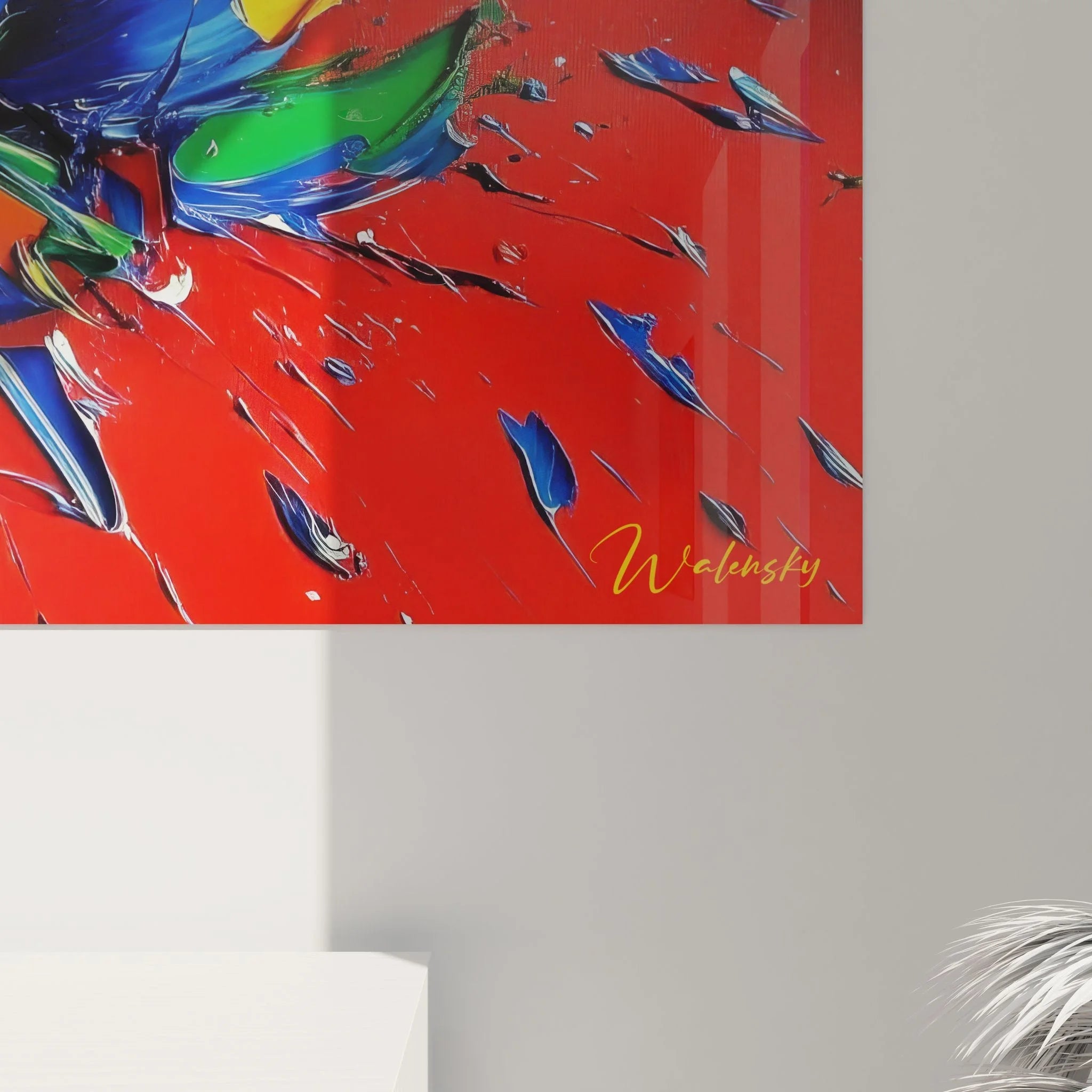 Gesamtansicht Wandbild abstrakte Farbexplosion mit expressiver Maltechnik - Edition Malerei-Optik