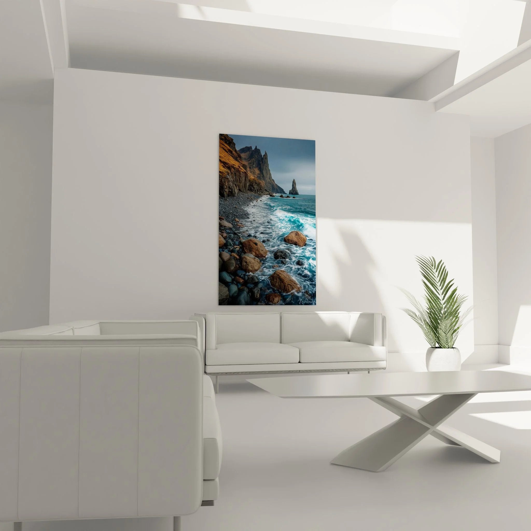 Detailaufnahme Wandbild Felsküste - Hochwertige Leinwandstruktur und brillante Farben