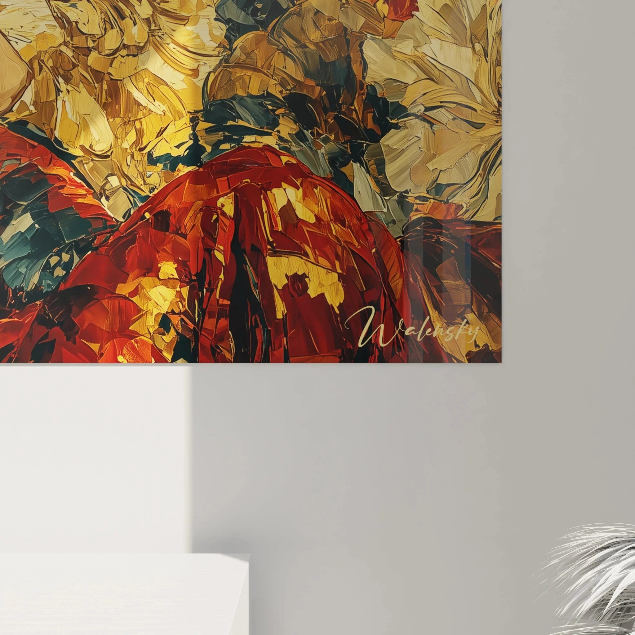 Wandbild Frau Herbstblumen Gesamtansicht, Premium Dekoration für stilvolle Wohnräume