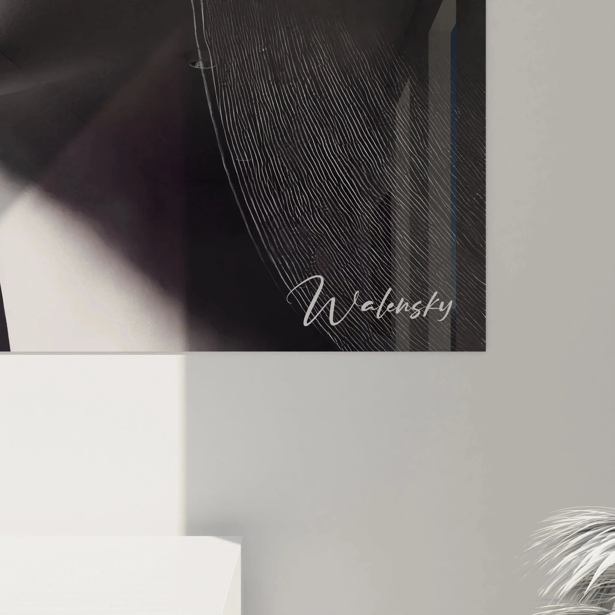 Gesamtansicht Wandbild Frau Hut schwarz-weiß XXL Format, komplette Darstellung der mysteriösen Eleganz