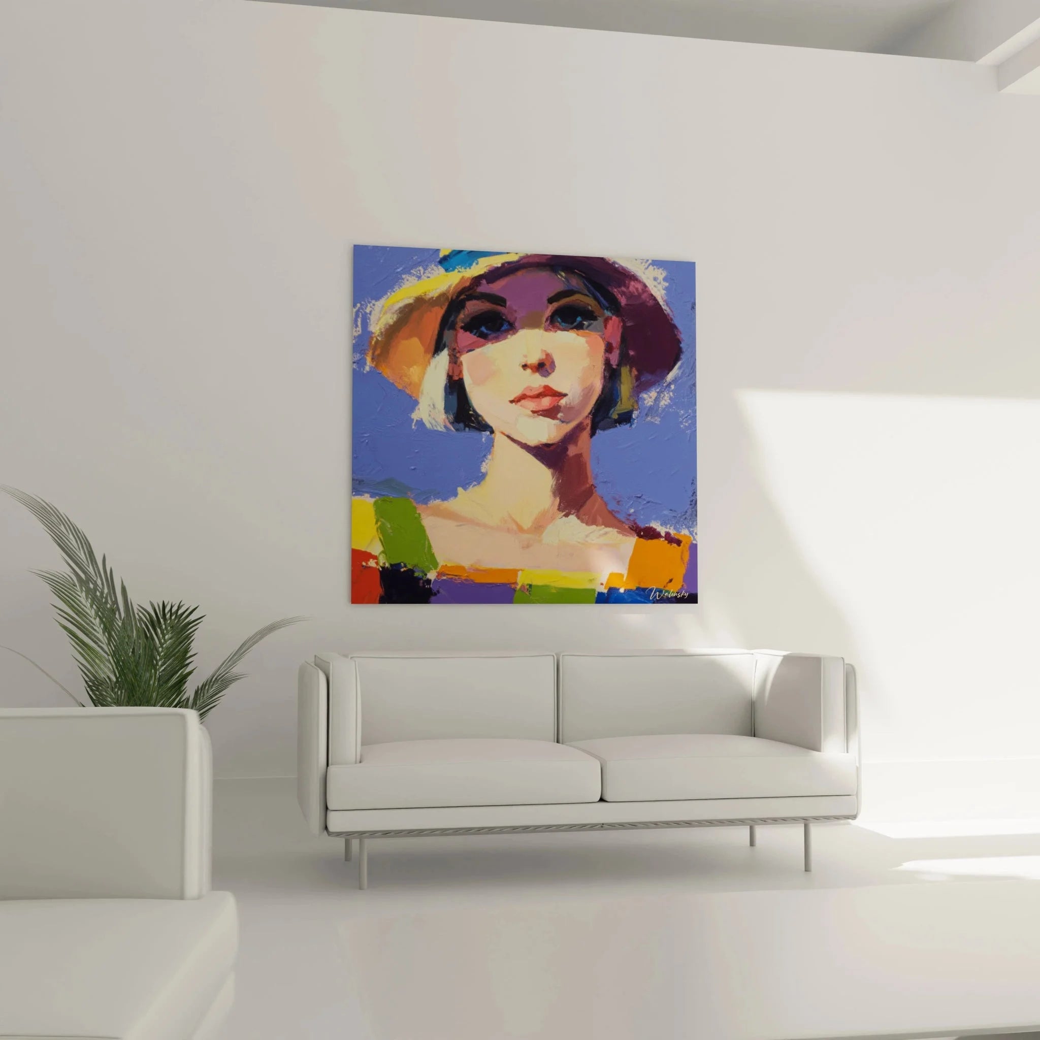 Detailansicht Wandbild Frauenportrait - Impressionistische Maltechnik mit expressiven Pinselstrichen