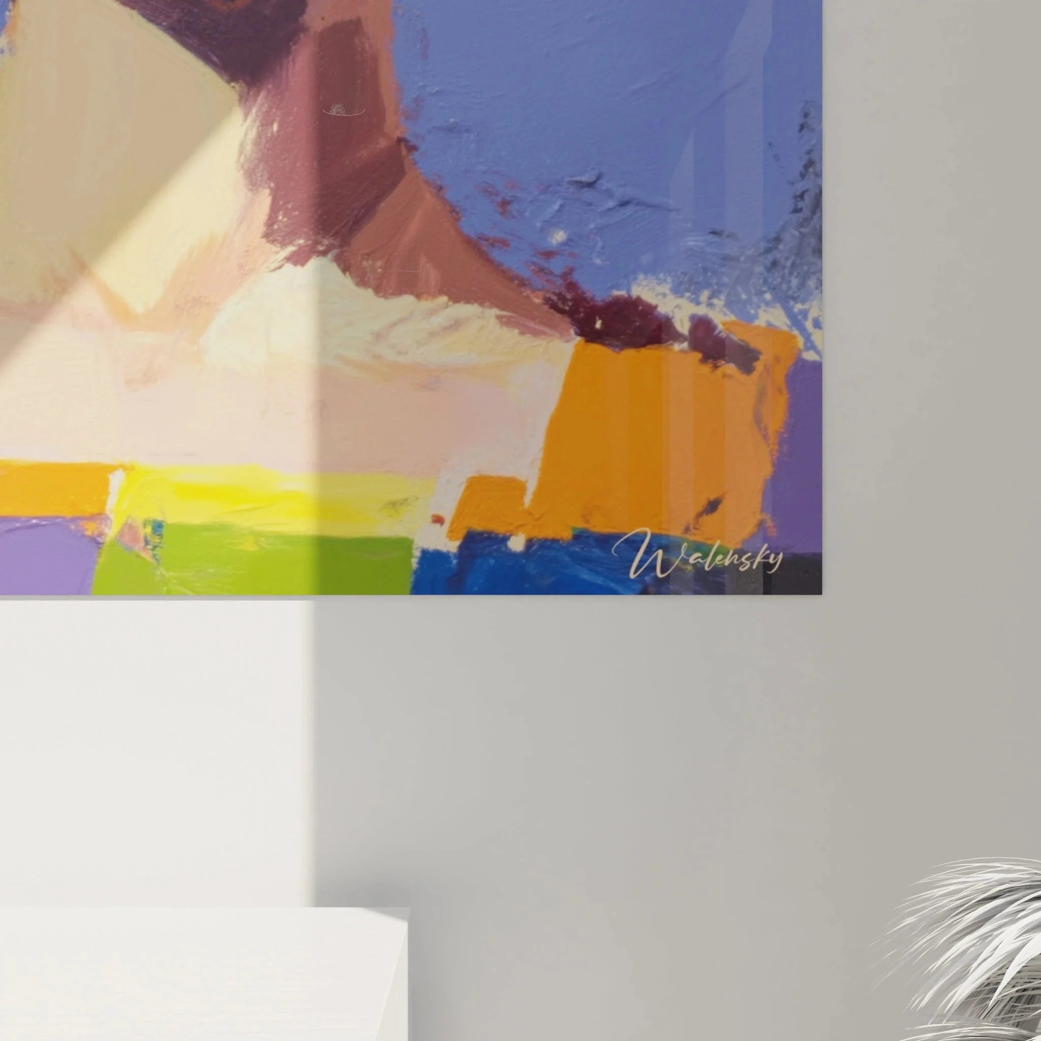 Gesamtansicht Wandbild Frauenportrait Impressionismus - Farbenfrohe Dame mit Hut als Raumgestaltung