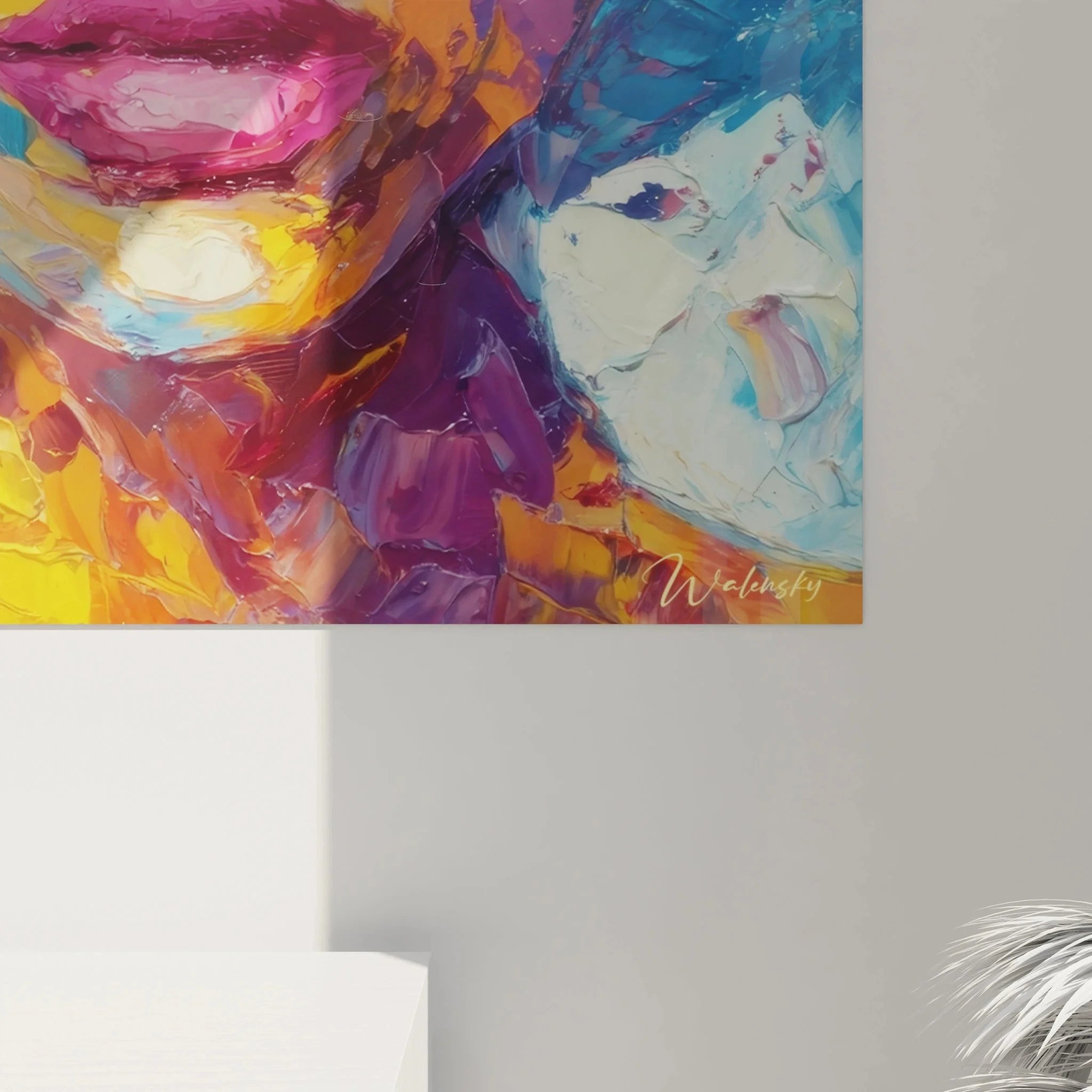 Gesamtansicht Wandbild Frauenportrait expressiv als moderne Wandkunst für stilvolle Räume