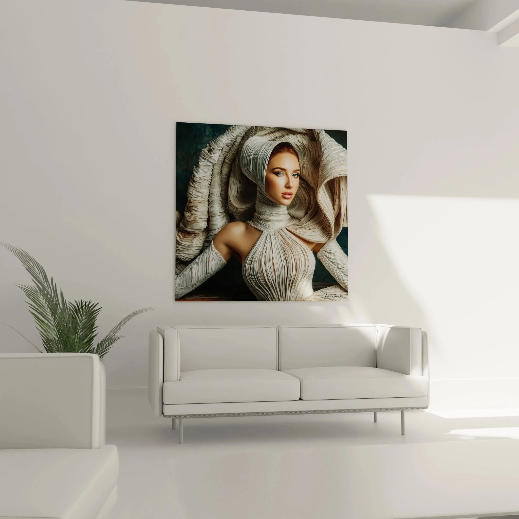 Detail Wandbild Frauenportrait Seidengewänder Nahaufnahme elegante weibliche Schönheit