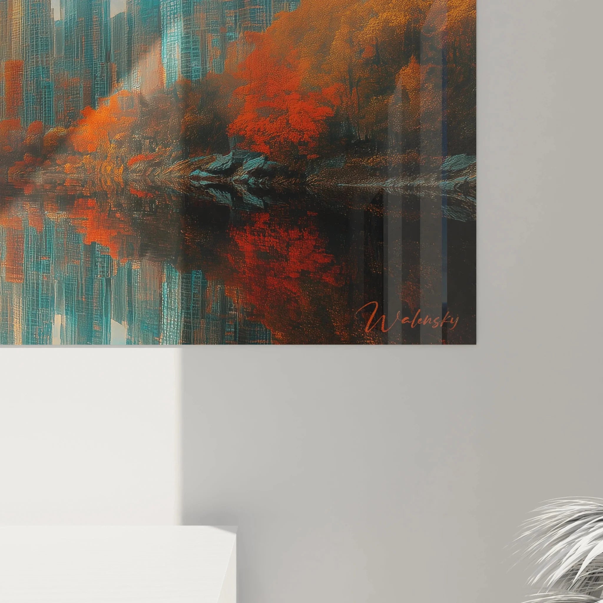 Gesamtansicht Wandbild futuristische Stadtlandschaft mit Rahmen - Moderne Wanddekoration