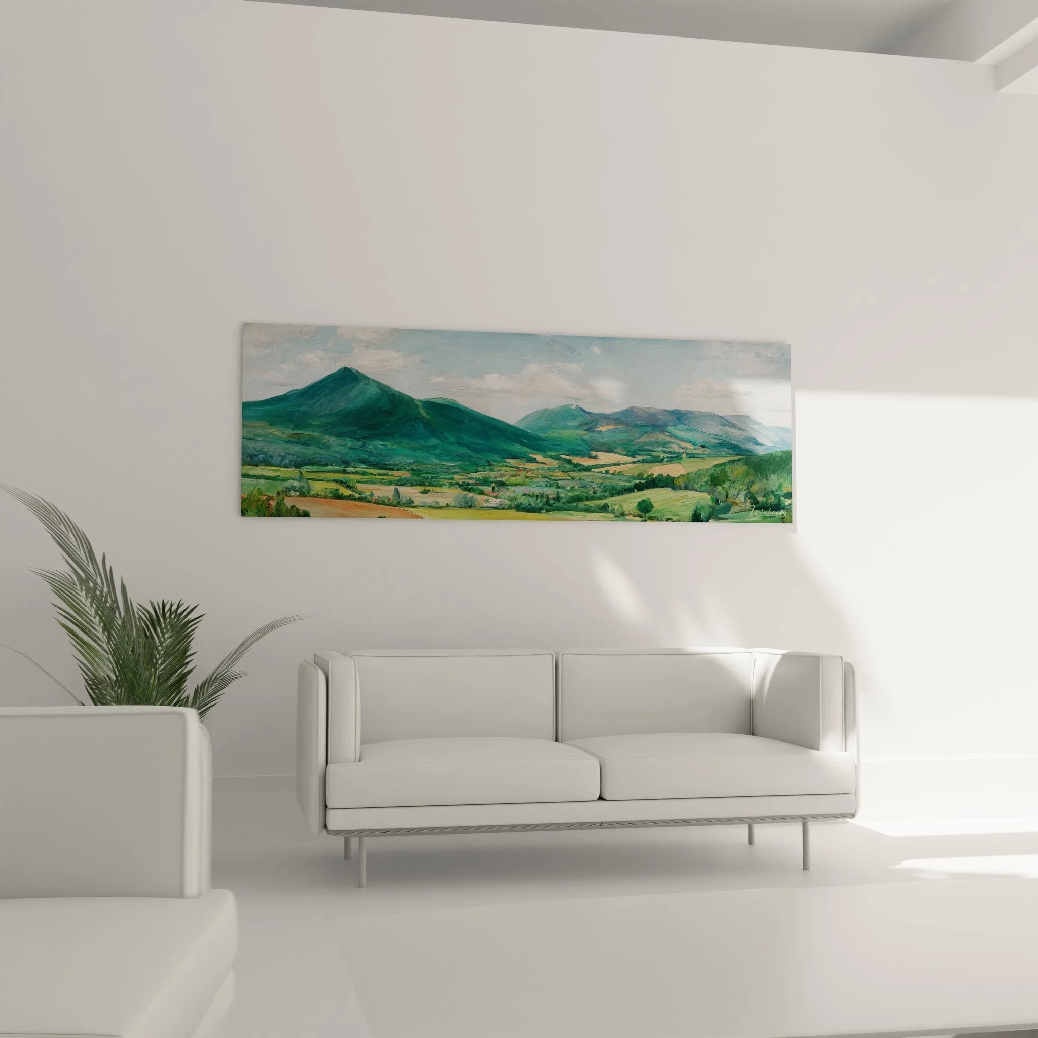 Detailansicht Wandbild Gebirge - Hochwertige Druckqualität der grünen Berglandschaft