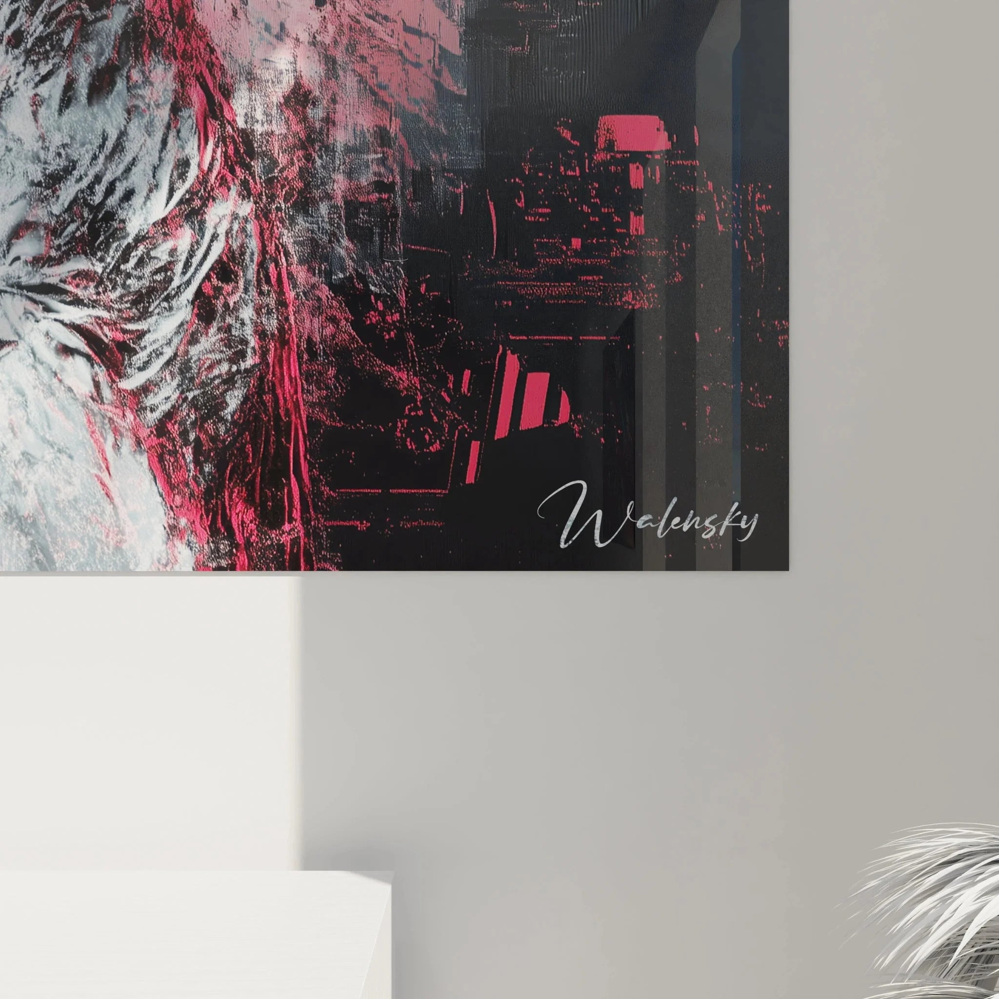 Gesamtansicht Wandbild gefallener Engel XXL, komplette Darstellung himmlischer Rebellion Kunstwerk