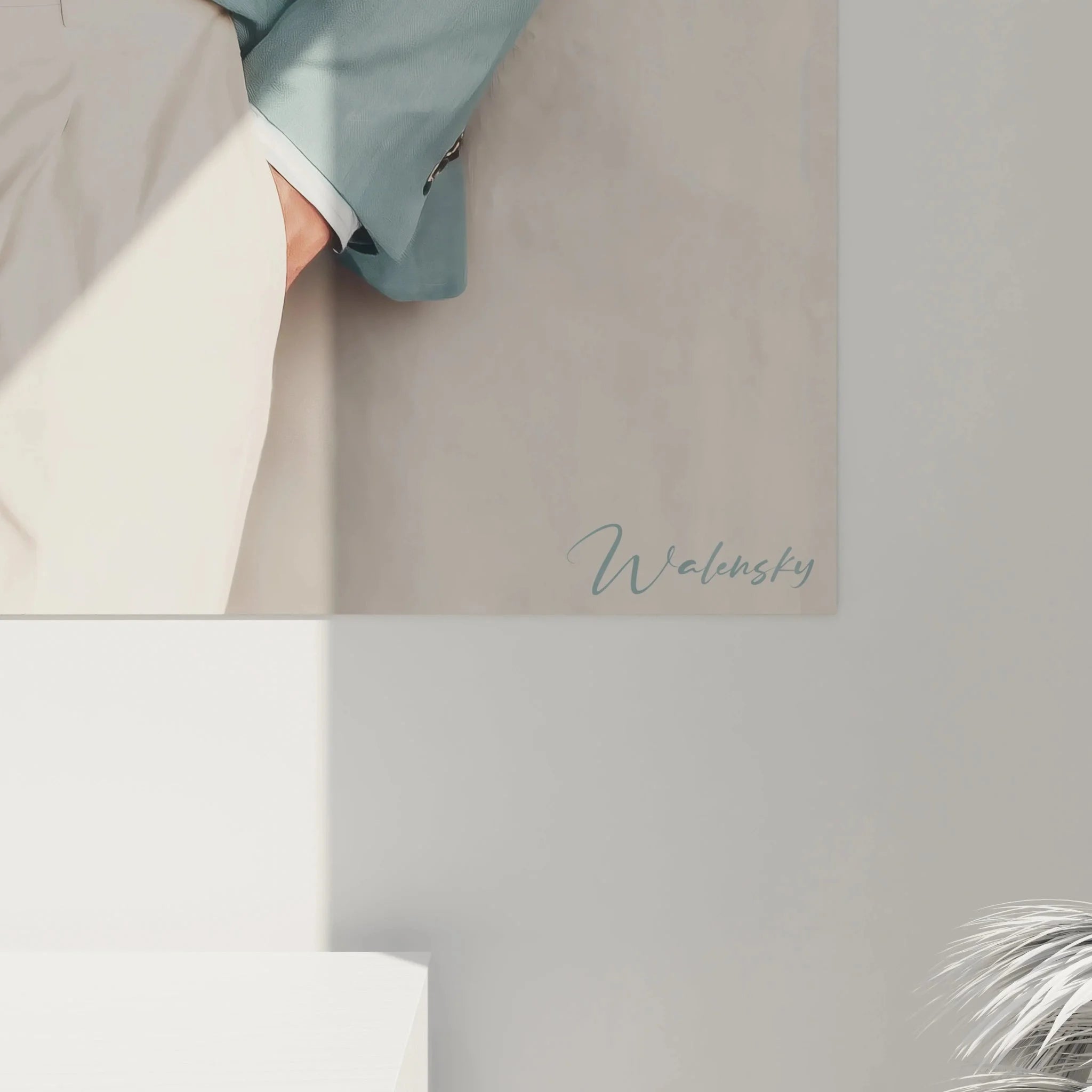 Gesamtansicht Wandbild Gentleman im Salbeisakko - stilvolle Wanddekoration XXL Format