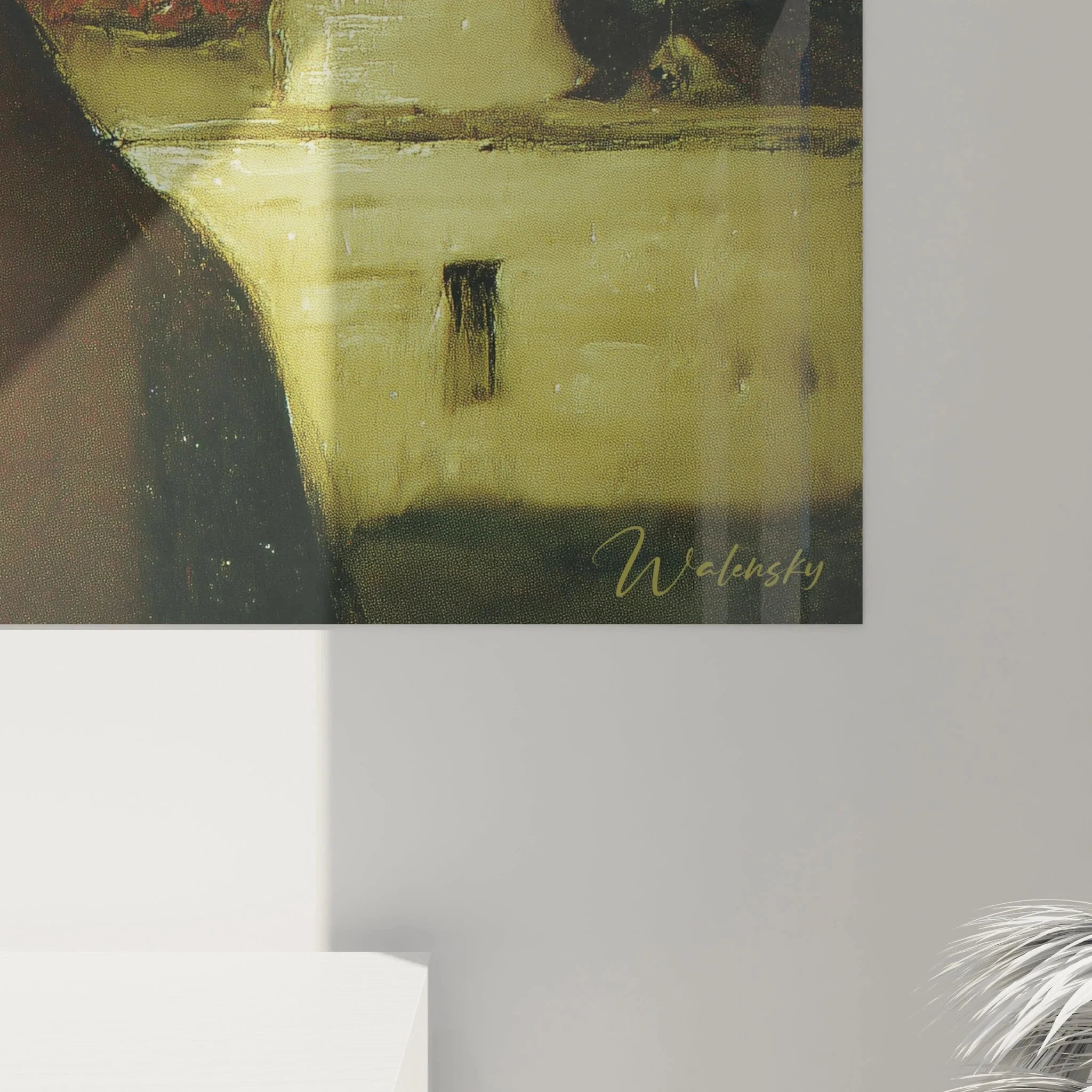 Gesamtansicht Wandbild Gentleman Realismus an Wohnzimmerwand, klassische Kunst Dekoration im Wohnraum