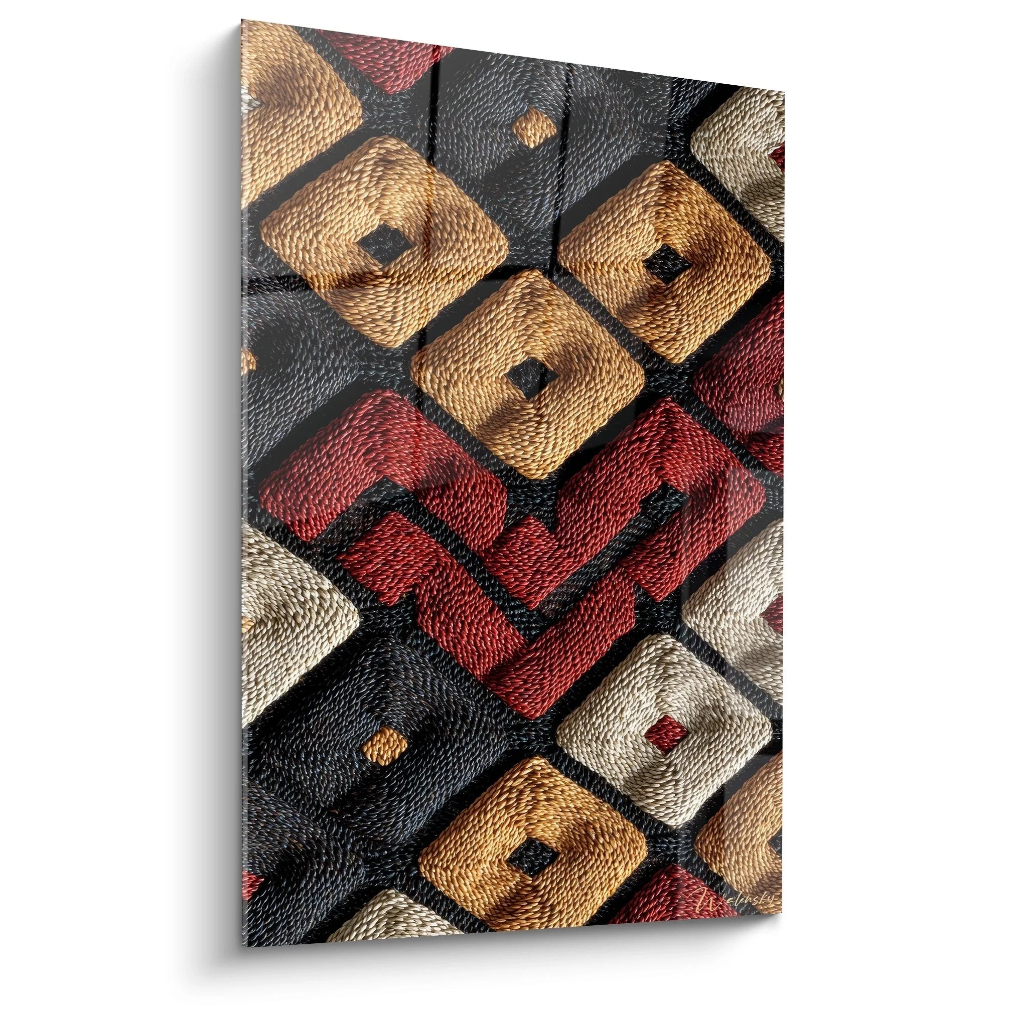 Wandbild geometrische afrikanische Textilmuster in Erdtönen - Edition Afrikanischer Stoff