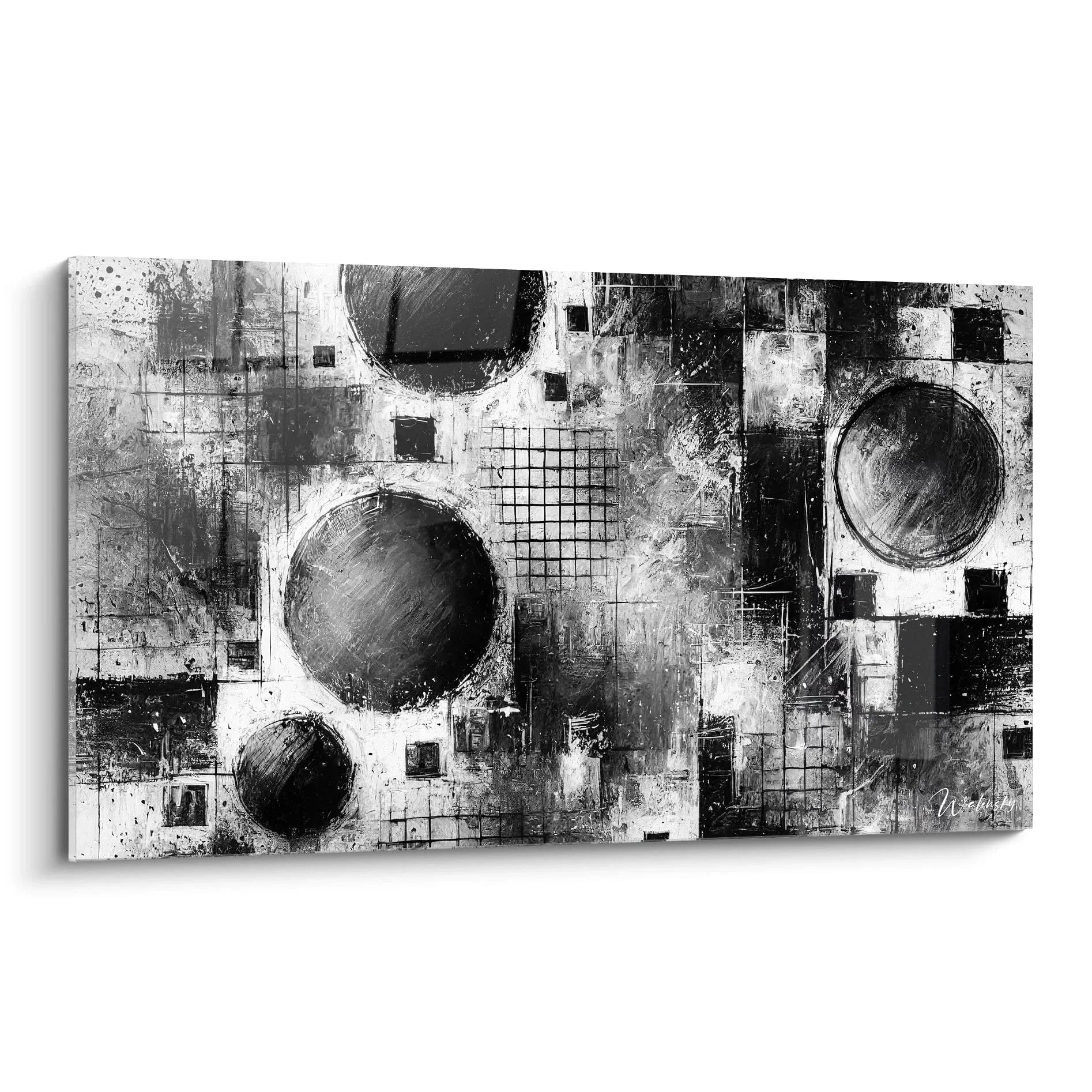 Wandbild geometrische Kreise schwarz-weiß abstrakte Kunst modern XXL Leinwand