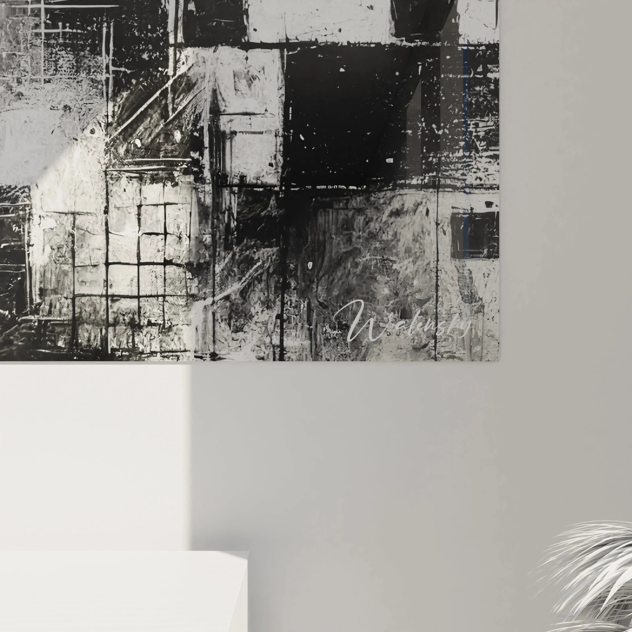 Gesamtansicht Wandbild geometrische Kreise abstrakte Komposition schwarz-weiß modern