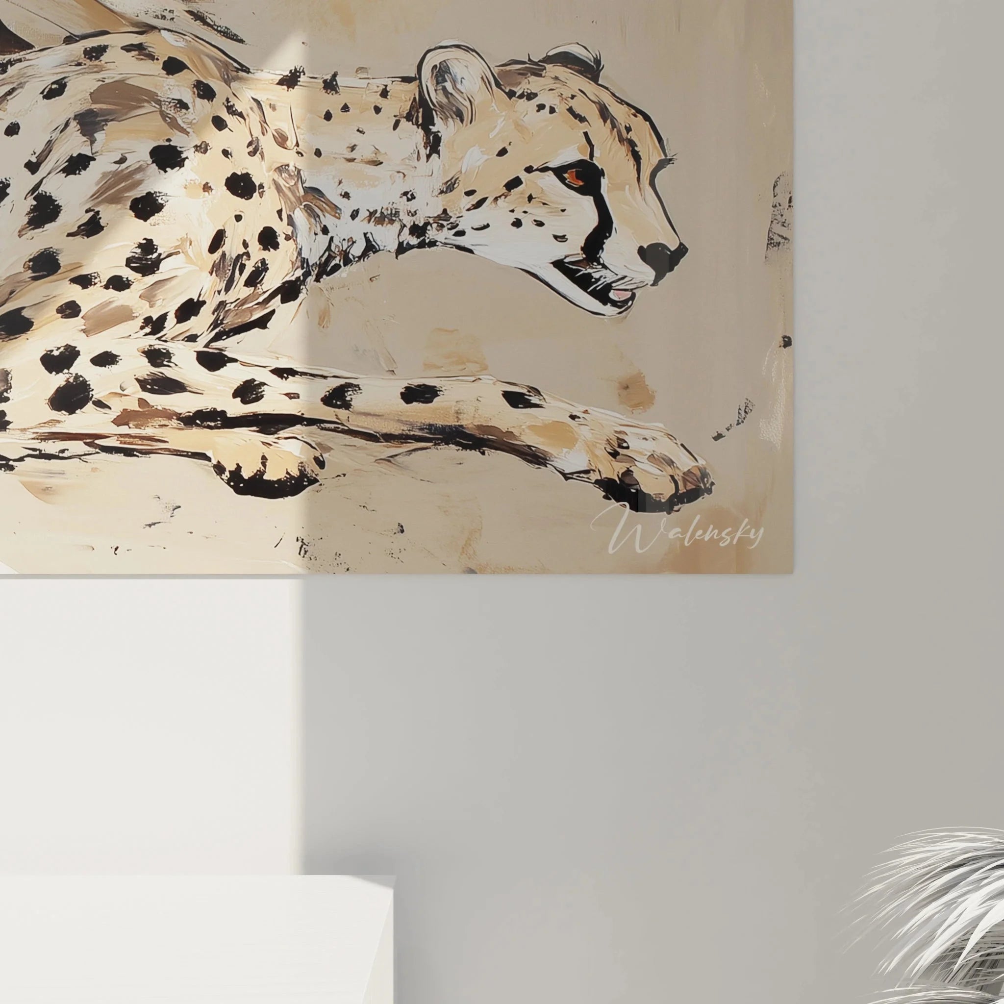 Gesamtansicht Wandbild Gepard Panorama - Vollständige Darstellung der dynamischen Raubkatze Kunstwerk