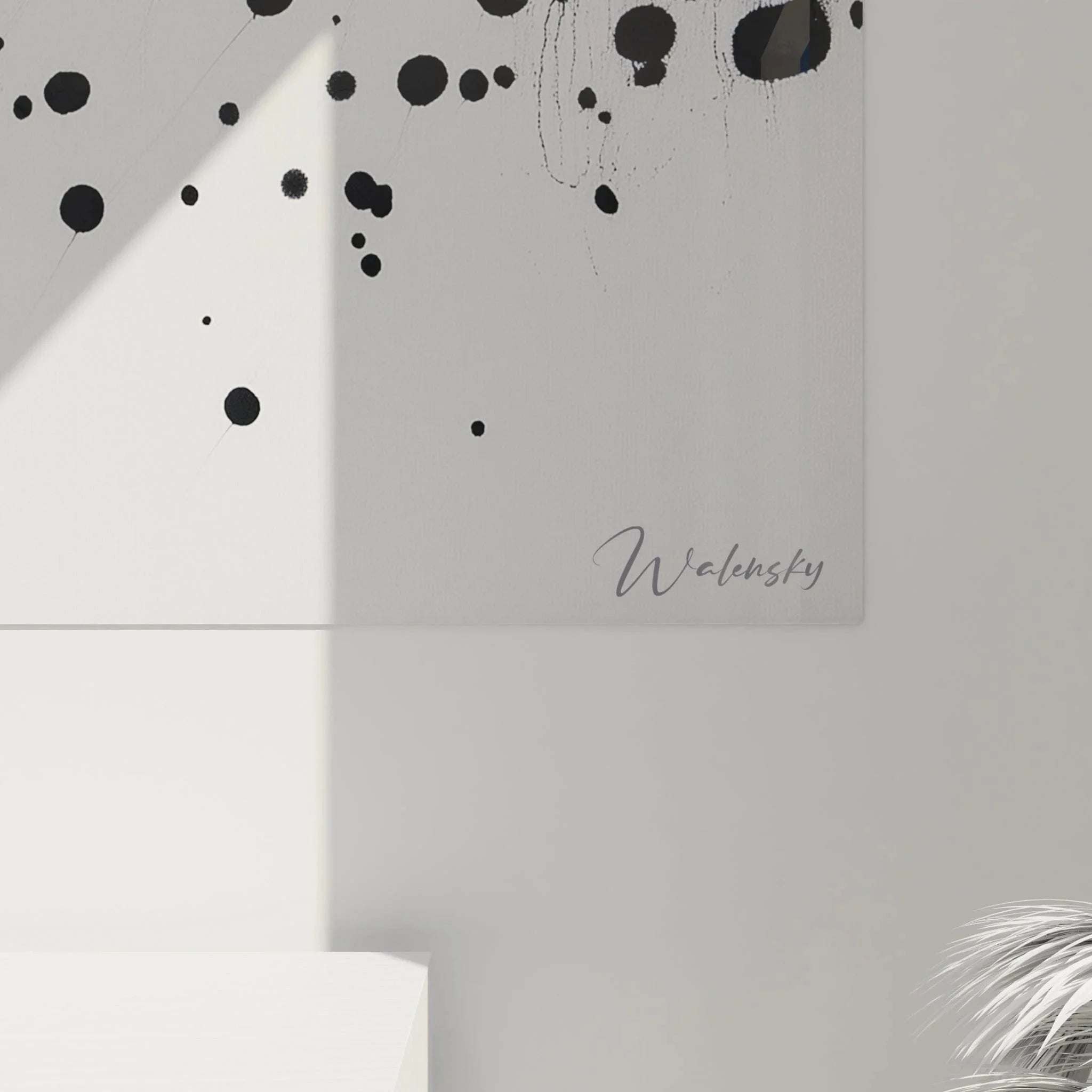 Gesamtansicht Wandbild mit abstrakten Tropfen in Dalmatiner Optik - Minimalistische Wanddekoration