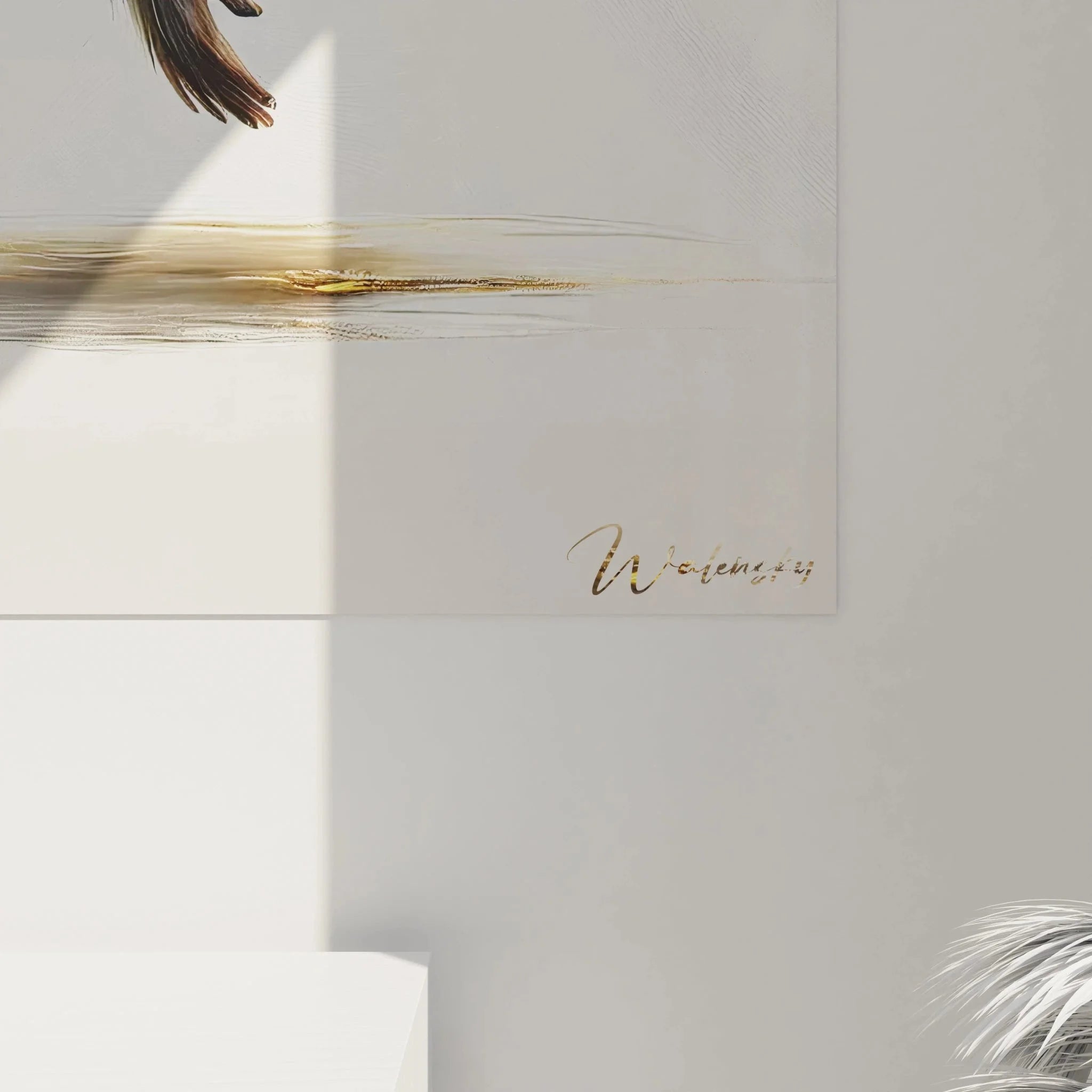 Gesamtansicht Gibbon Wandkunst mit dynamischer Pose und minimalistischem Hintergrund