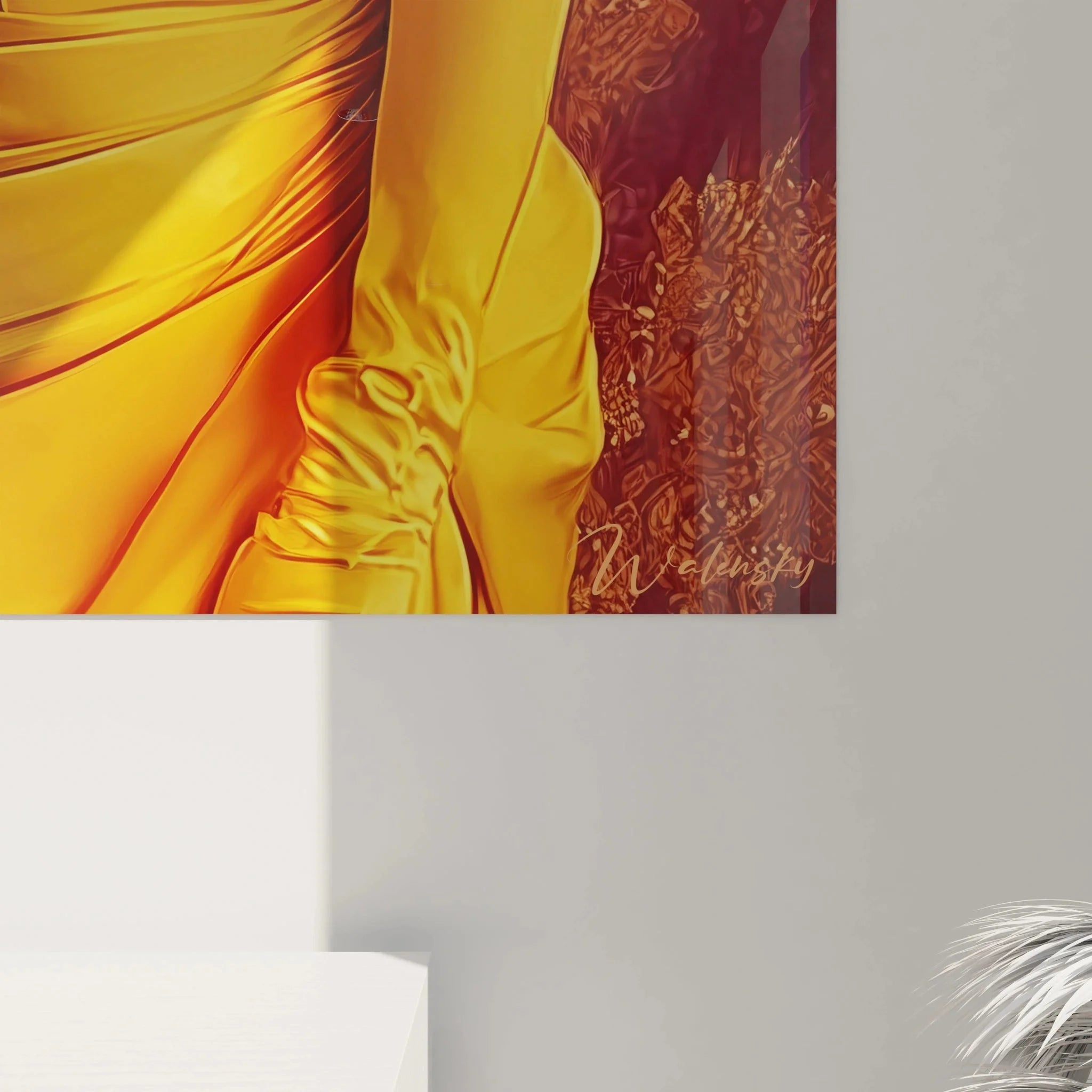 Gesamtansicht Wandbild glamouröse Dame mit Hut - luxuriöse Wanddekoration für stilvolle Räume