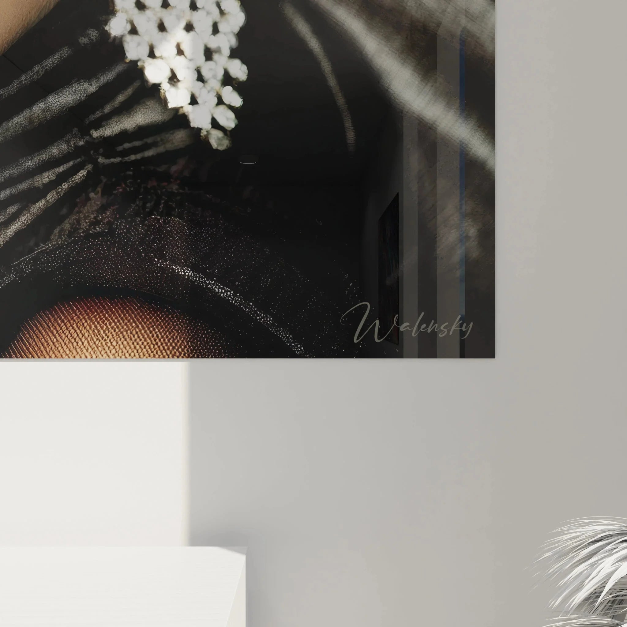 Gesamtansicht Wandbild glamouröse Dame mit Perlenschmuck - Edition Mode-Gesicht Wanddekoration