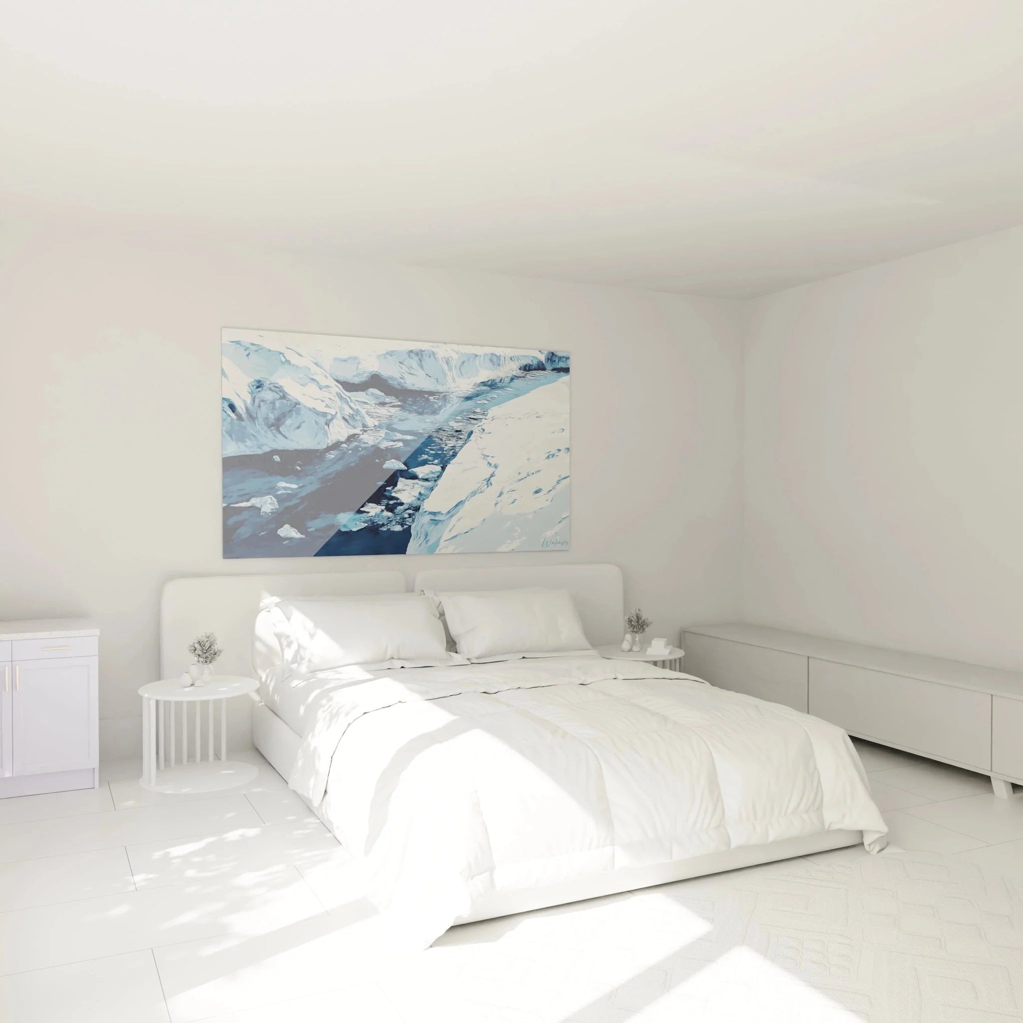 Wandbild Gletscherlandschaft im Schlafzimmer - arktische Eislandschaft als beruhigende Wanddekoration