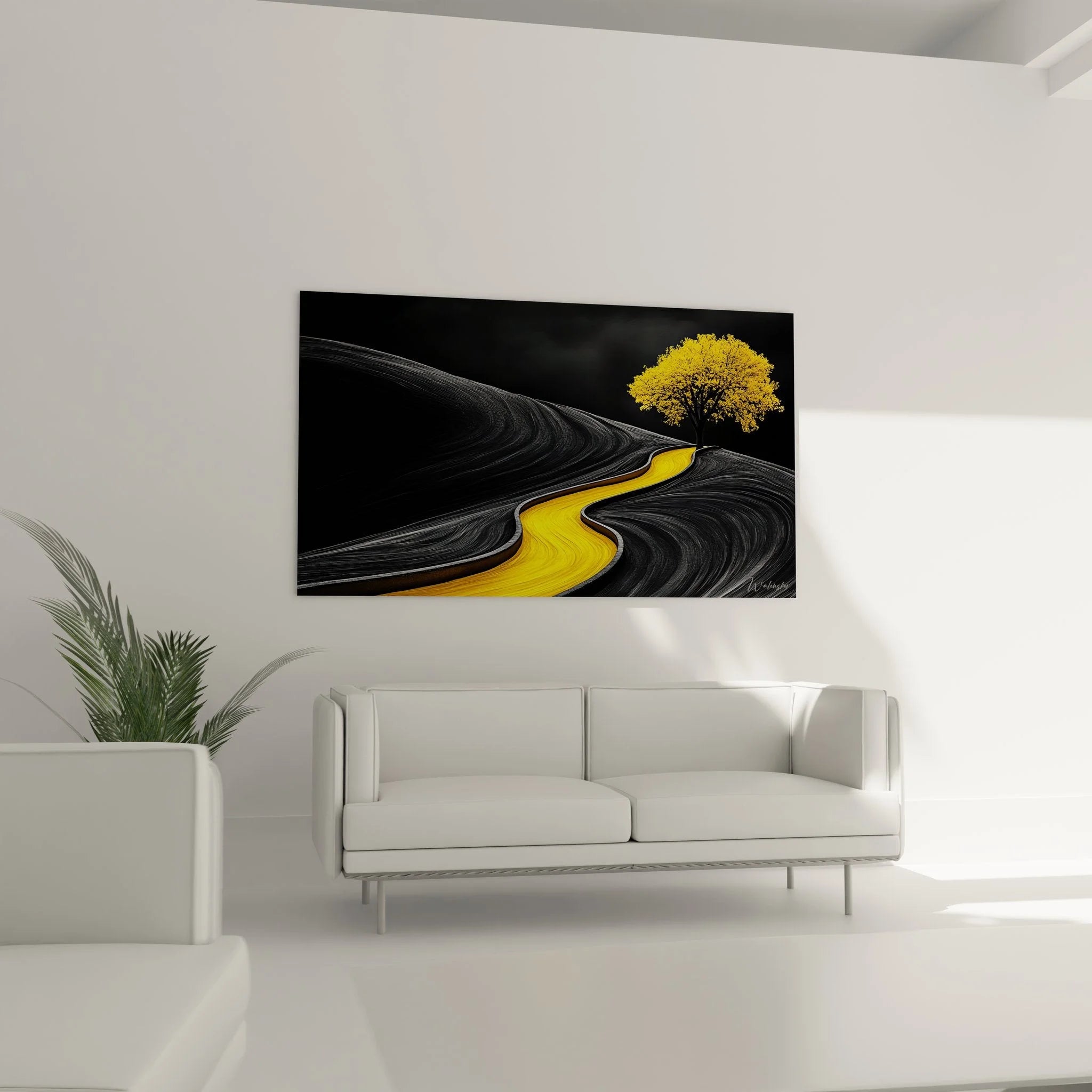 Detail Wandbild Goldener Pfad - Nahaufnahme der abstrakten Strukturen und goldenen Farbtöne