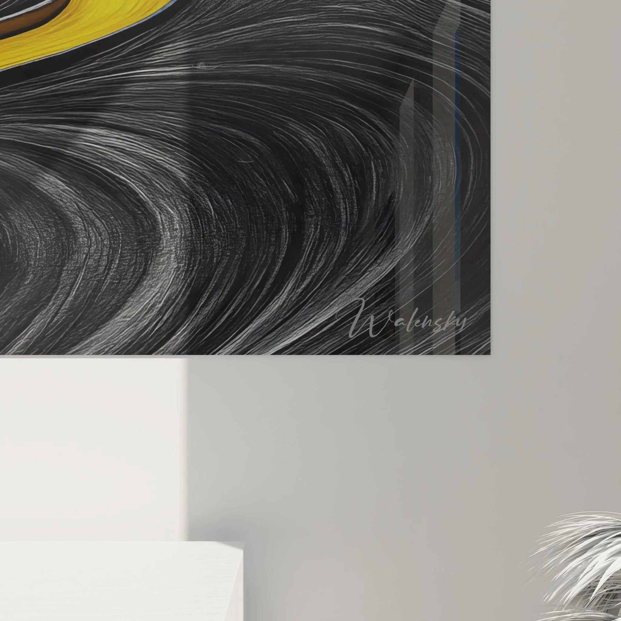 Übersicht Wandbild Goldener Pfad - Abstrakte Landschaft mit geschwungenem Lichtweg und Baum