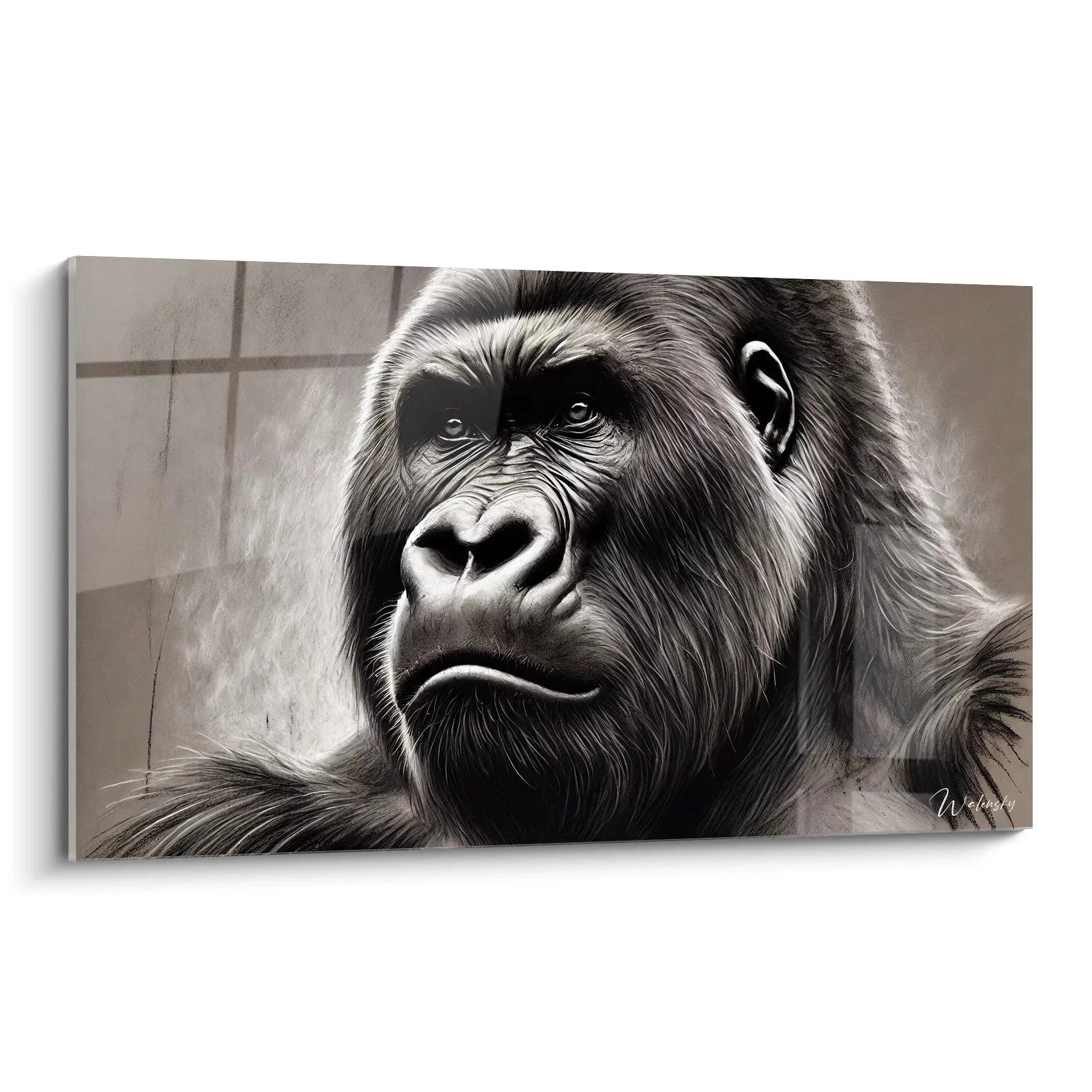 Wandbild Gorilla majestätisch schwarz-weiß Kunstdruck moderne Tierkunst Leinwand