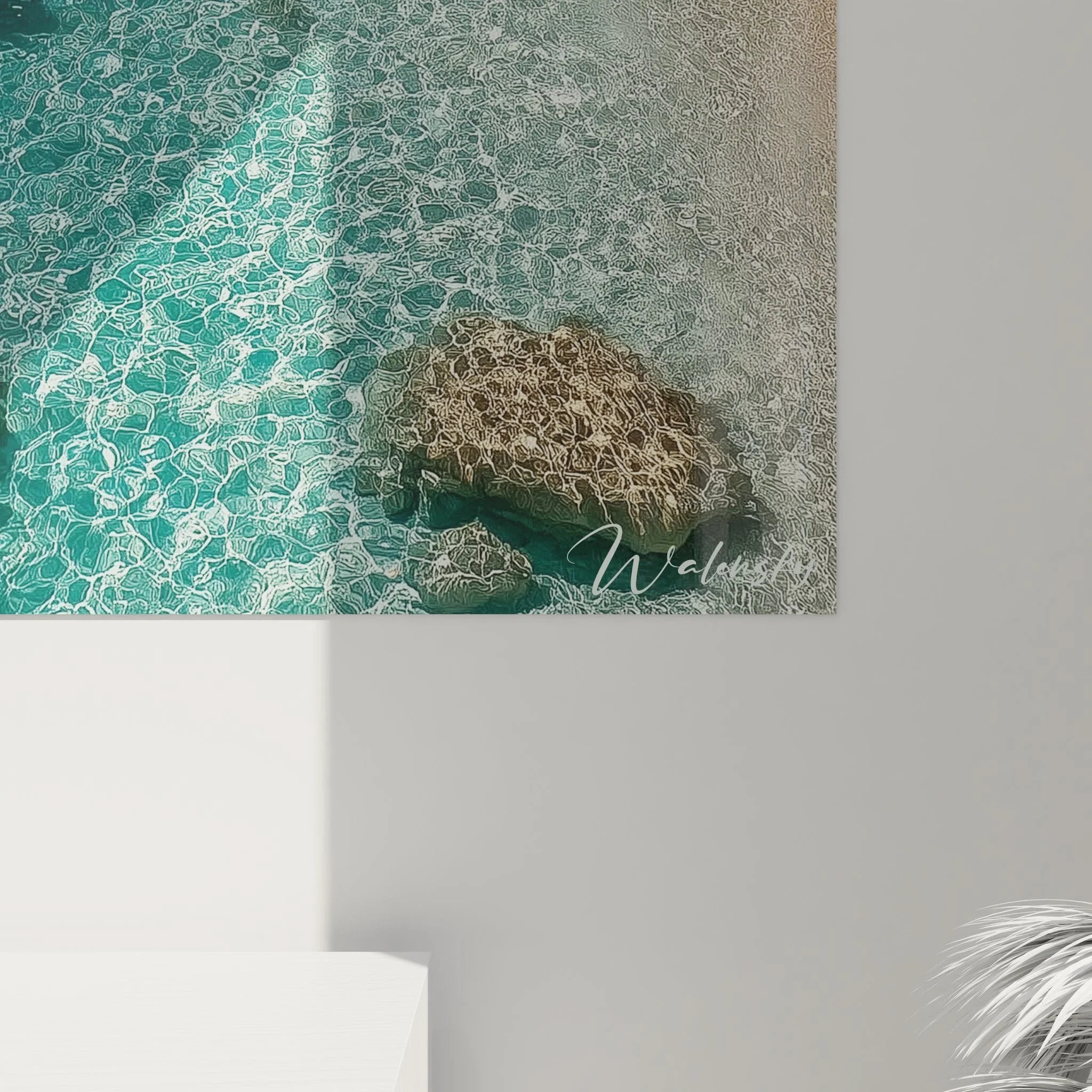 Gesamtansicht Wandbild mediterrane Bucht, griechische Küstenlandschaft mit Sandstrand und Klippen