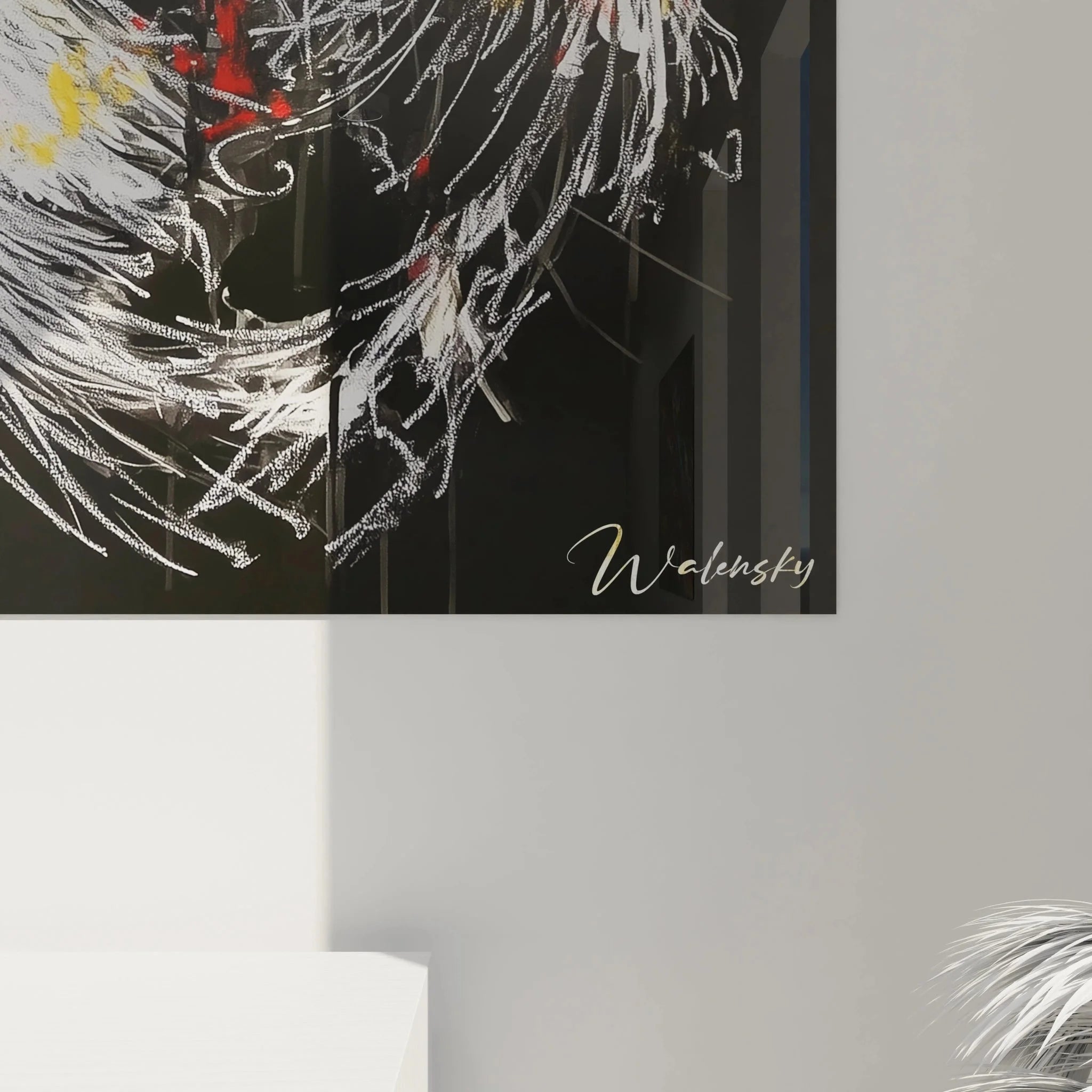 Gesamtansicht modernes Wandbild Hahn in expressionistischem Stil Edition Hahn Qualität