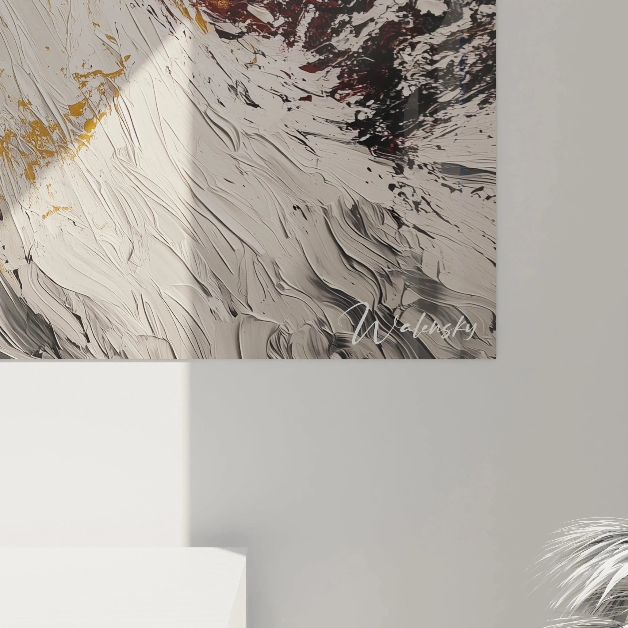 Gesamtansicht Wandbild Hahn - moderne Tierkunst mit expressivem Hintergrund Edition Hahn