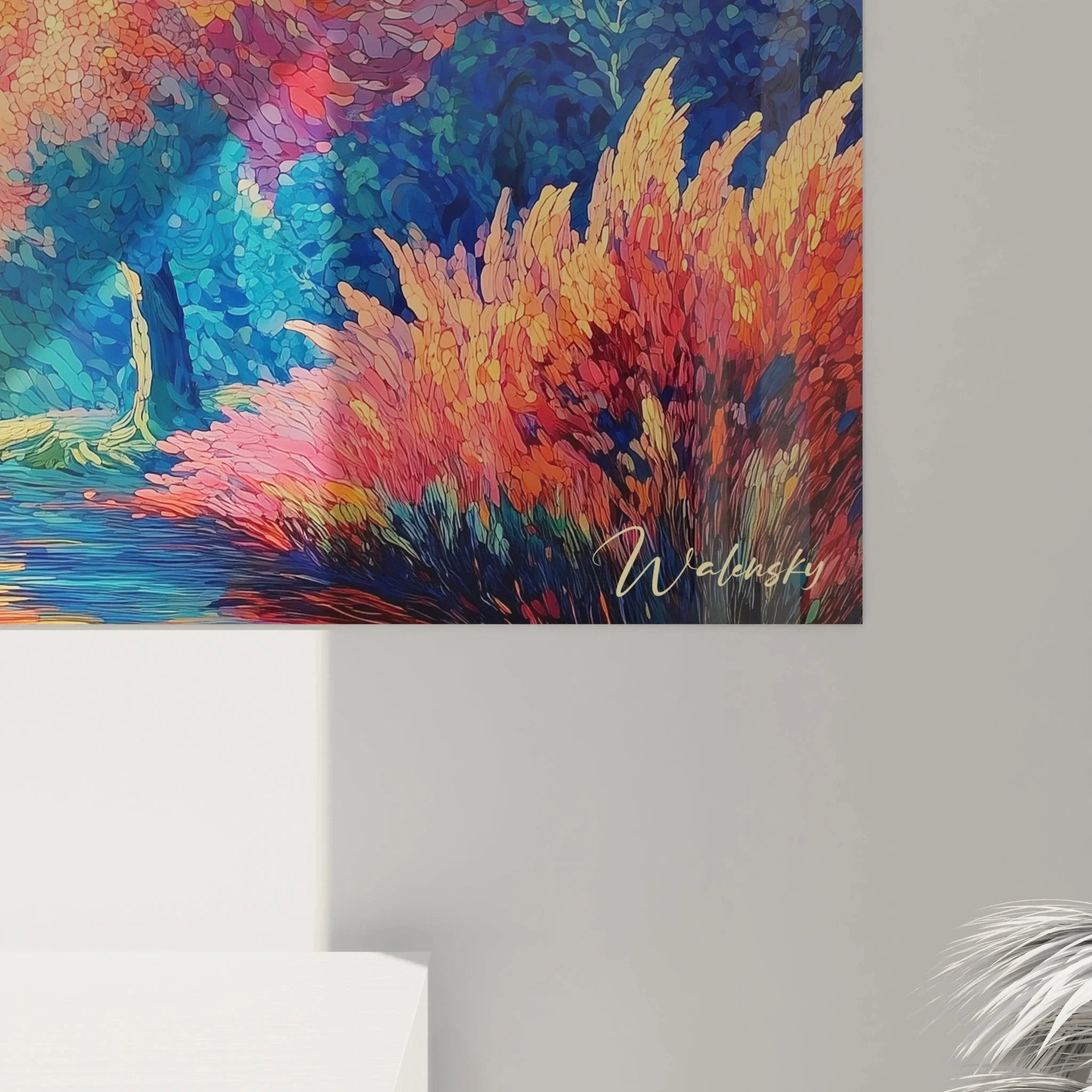 Gesamtansicht Wandbild Herbstlandschaft Pointillismus XXL Format