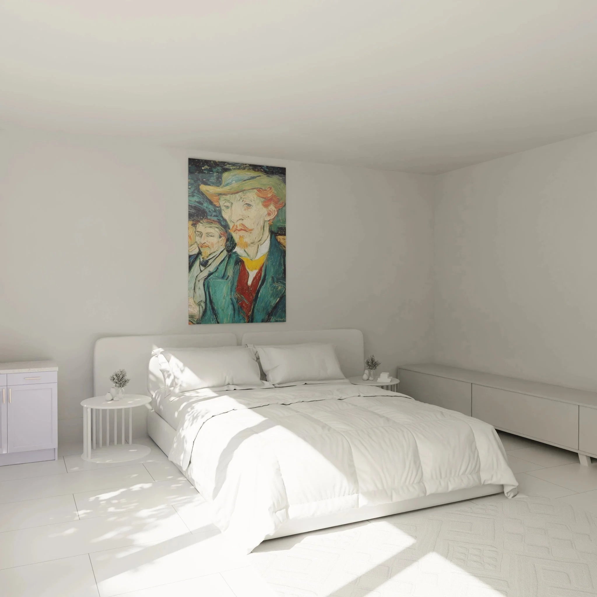 Postimpressionistisches Wandbild Männerporträt als stilvolle Dekoration im modernen Schlafzimmer