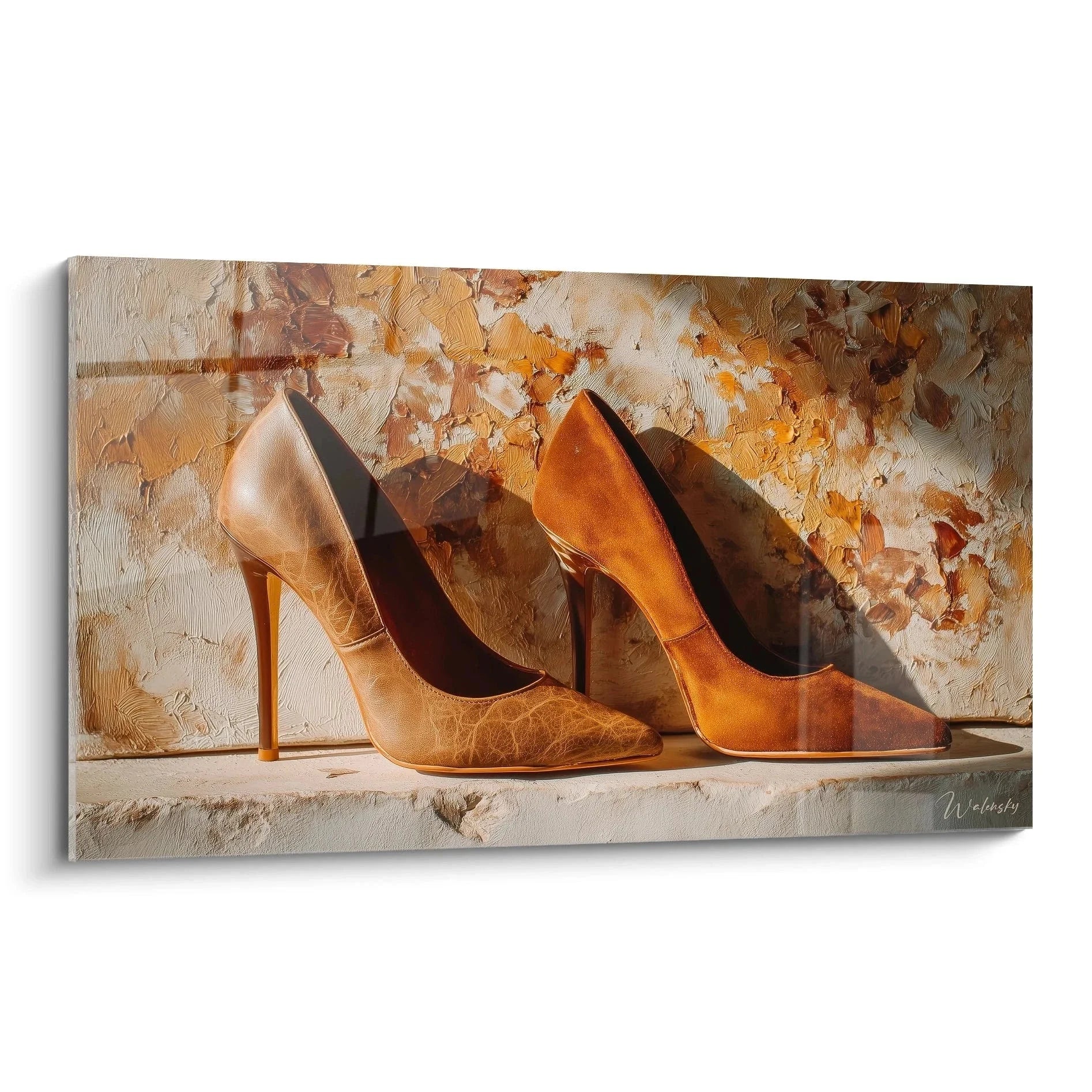 Elegante High Heels Pumps Wandbild in Braun und Beige Tönen für moderne Wanddekoration