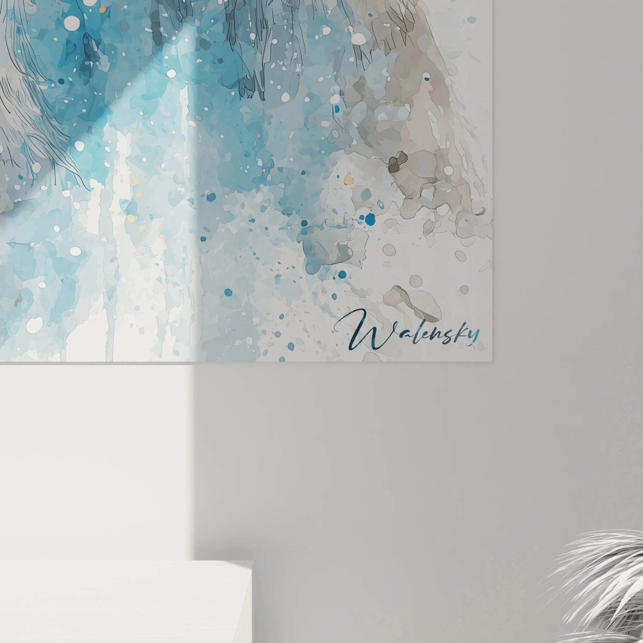 Gesamtansicht Wandbild Hirsch Winterzauber Edition Weihnachten mit eleganter blauer Farbkomposition