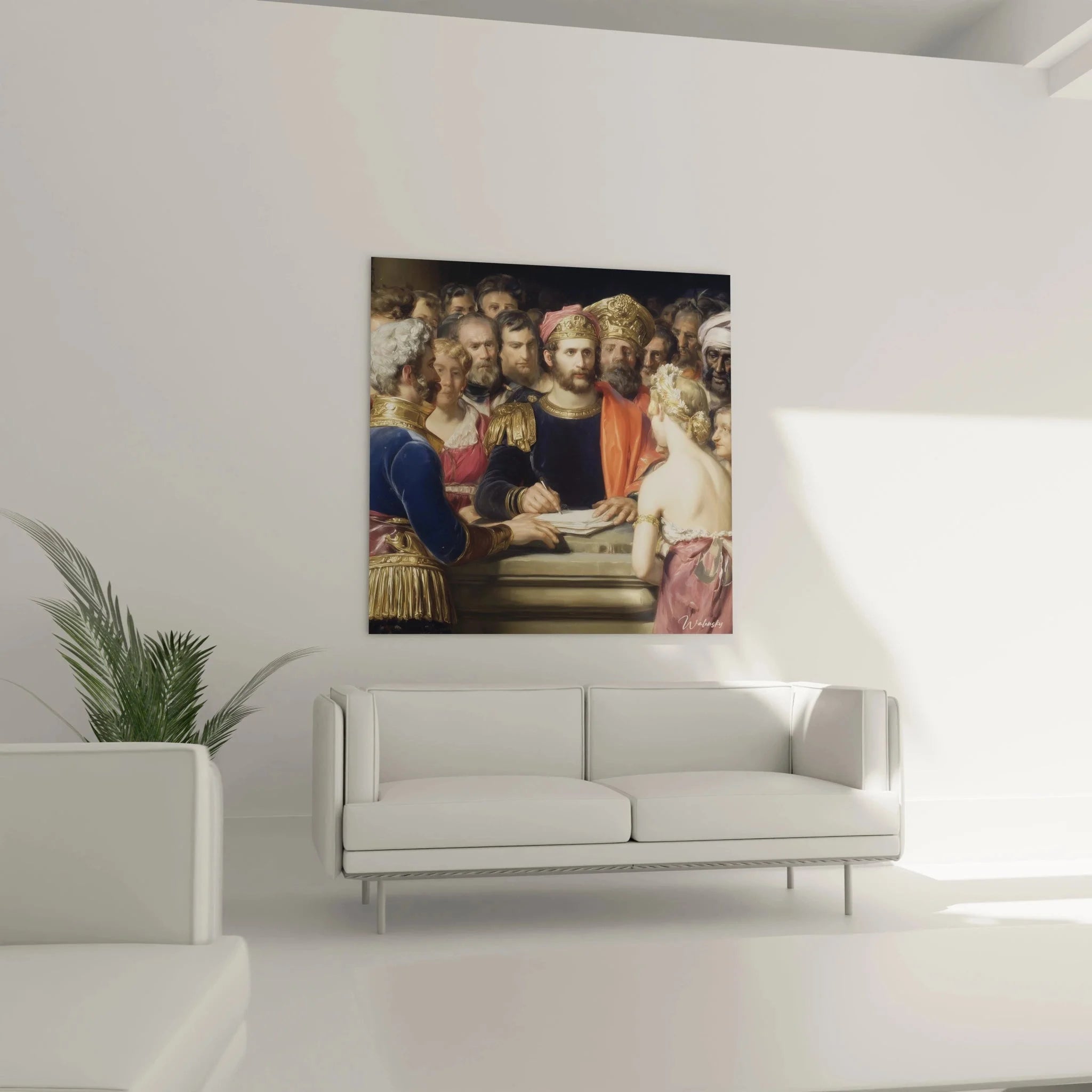 Detailaufnahme Wandbild historische Malerei zeigt meisterhafte neoklassische Maltechnik und Farbgebung