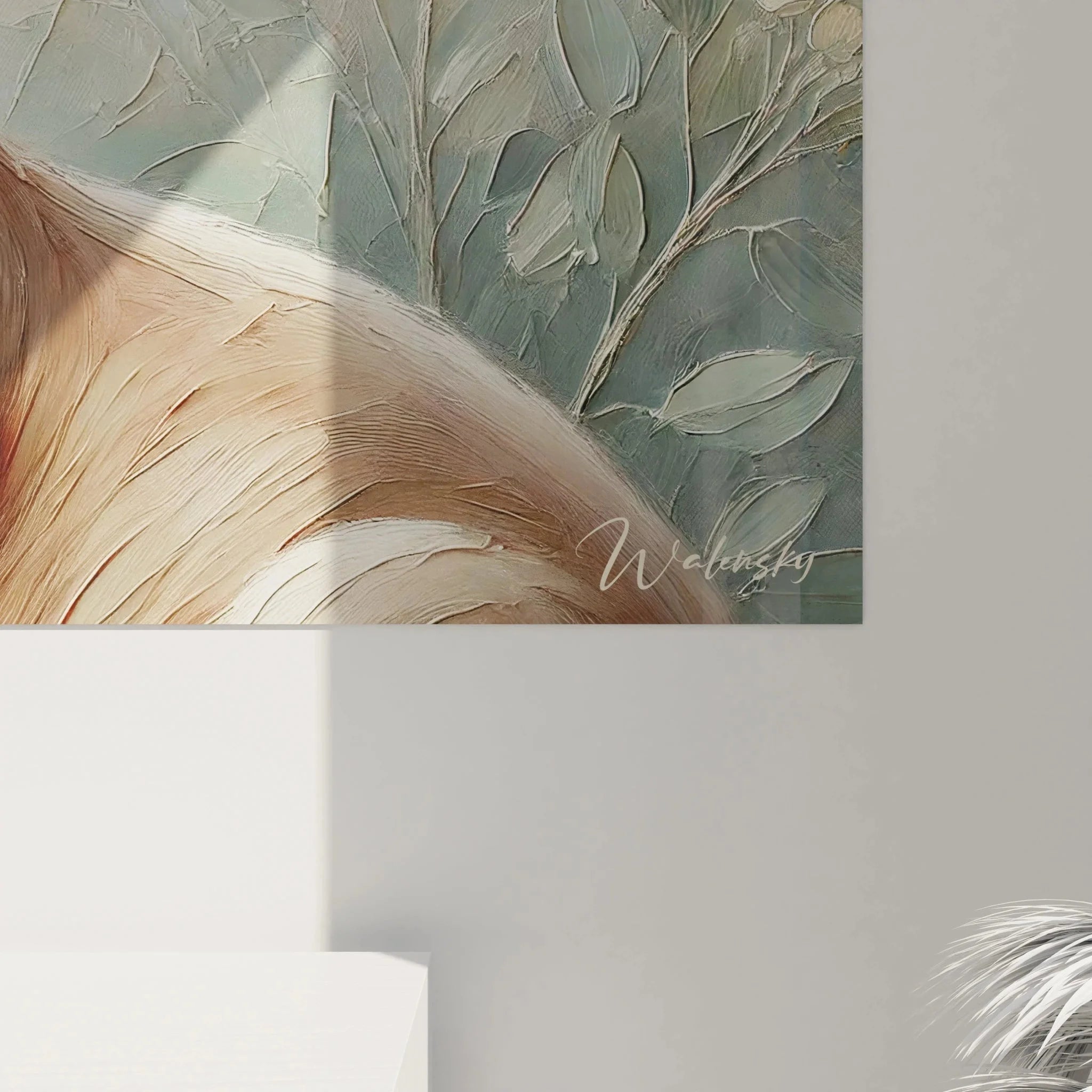 Gesamtansicht Wandbild Känguru mit botanischen Elementen und harmonischer Farbkomposition