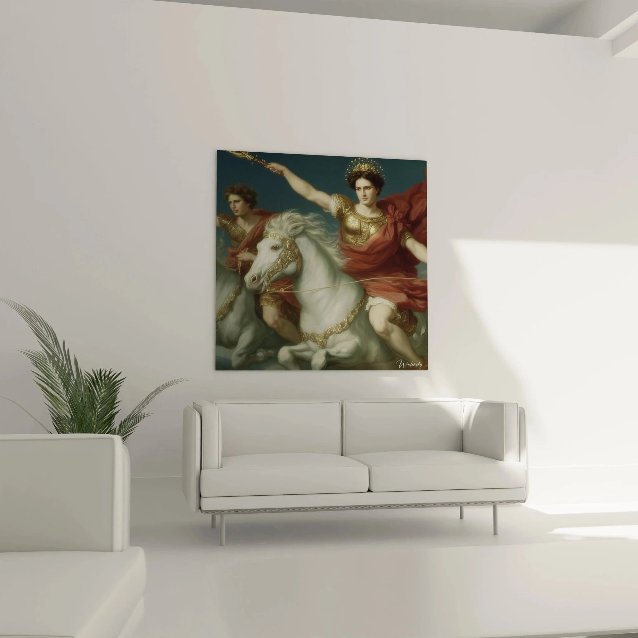 Detailansicht Wandbild neoklassizistische Kaiserin mit Lorbeerkranz und goldener Rüstung