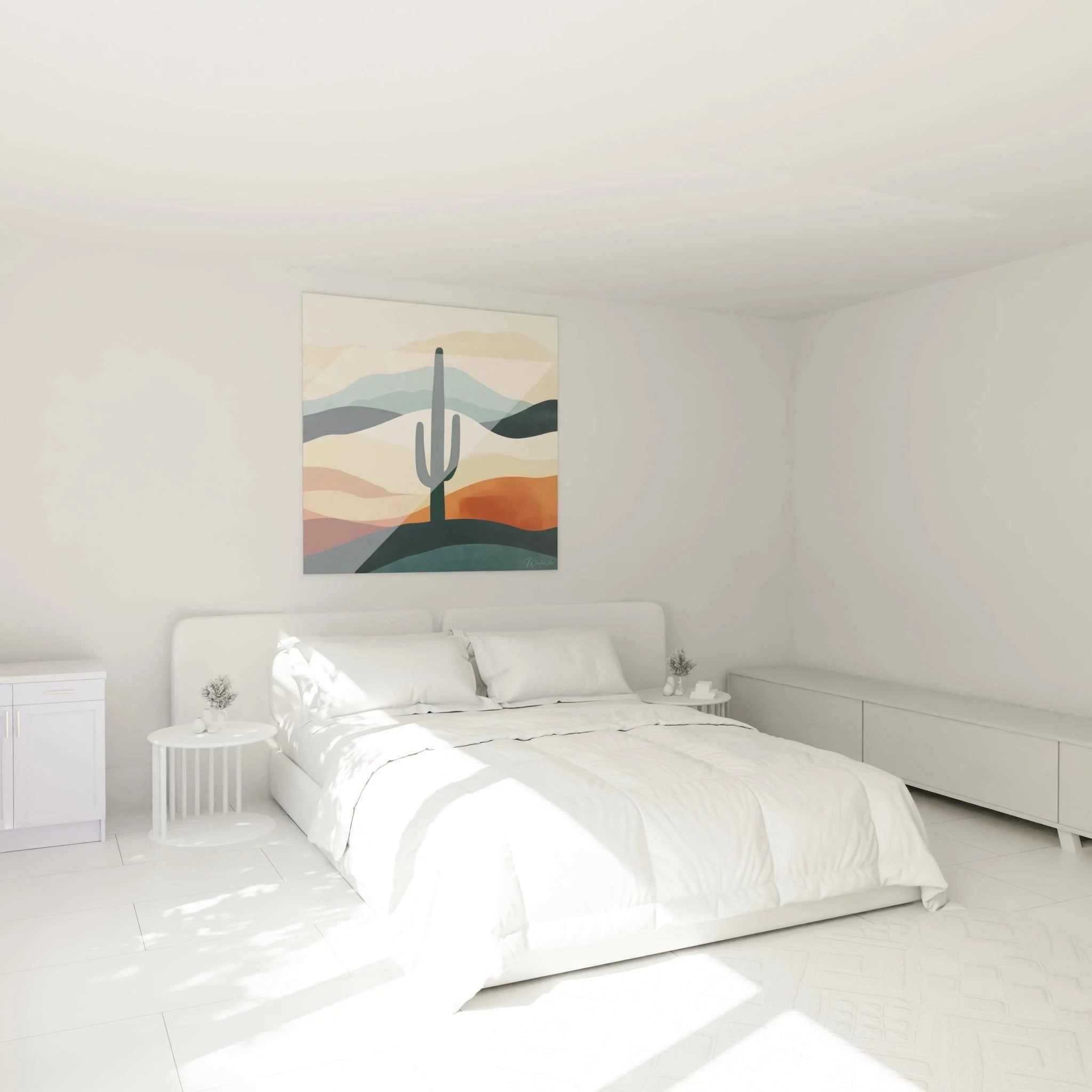 Wandbild Kaktus Wüstenlandschaft Schlafzimmer Dekoration moderne abstrakte Kunst in warmen Farben