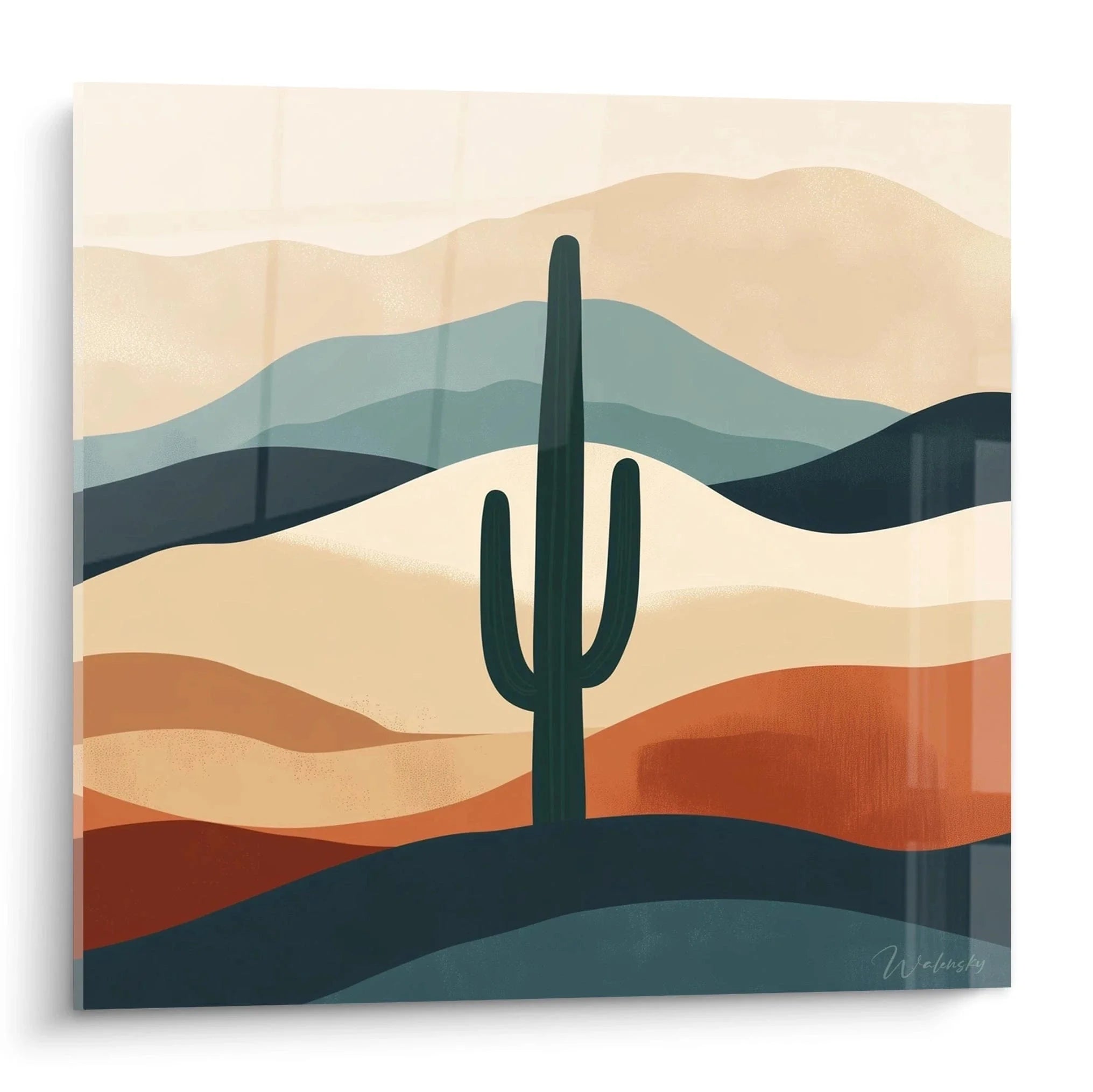 Wandbild Kaktus abstrakte Wüstenlandschaft mit Saguaro Kaktus in warmen Erdtönen Edition Kaktus
