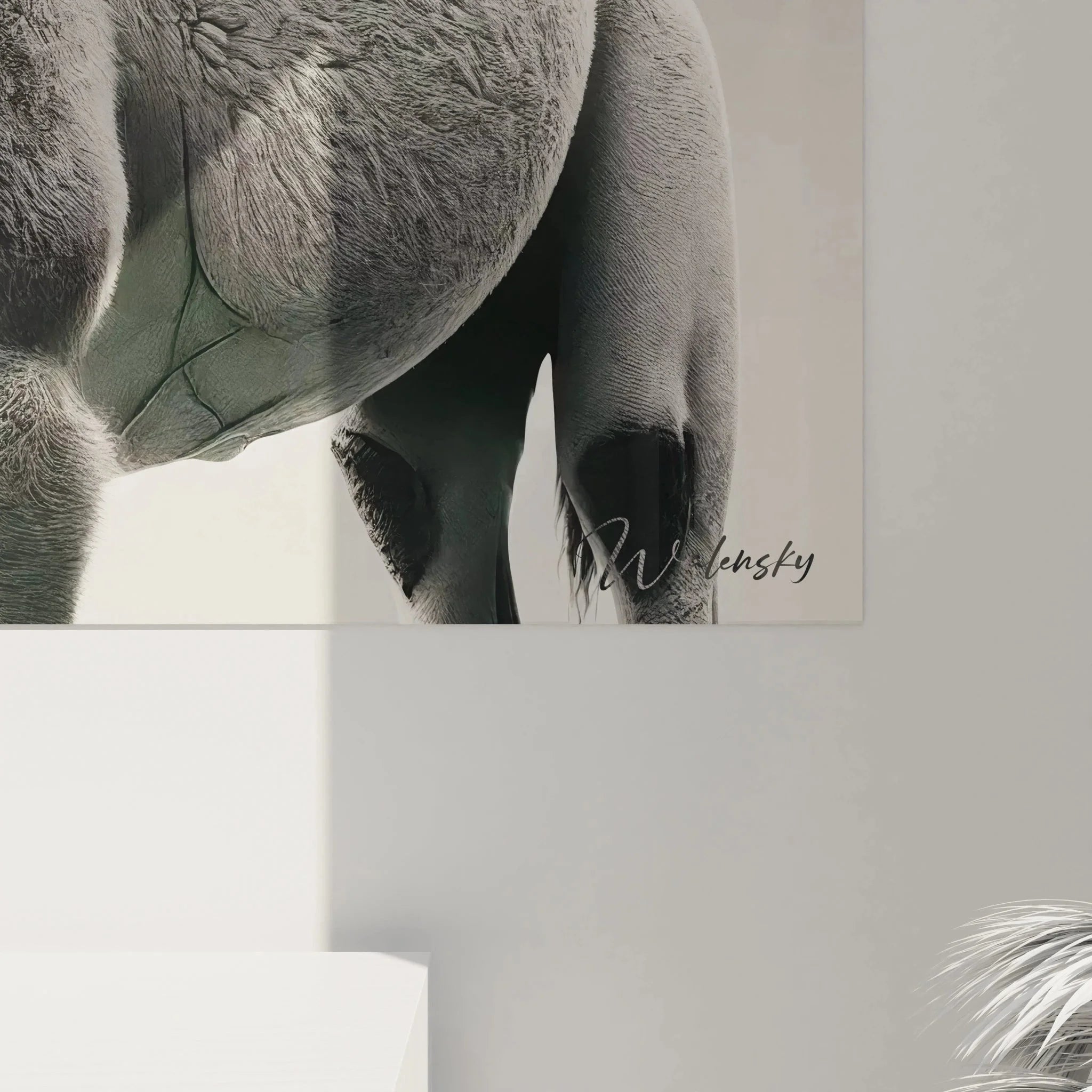 Wandbild Kamel Gesamtansicht - Exotisches Dromedar Motiv in schwarz-weiß für Wohnraumgestaltung