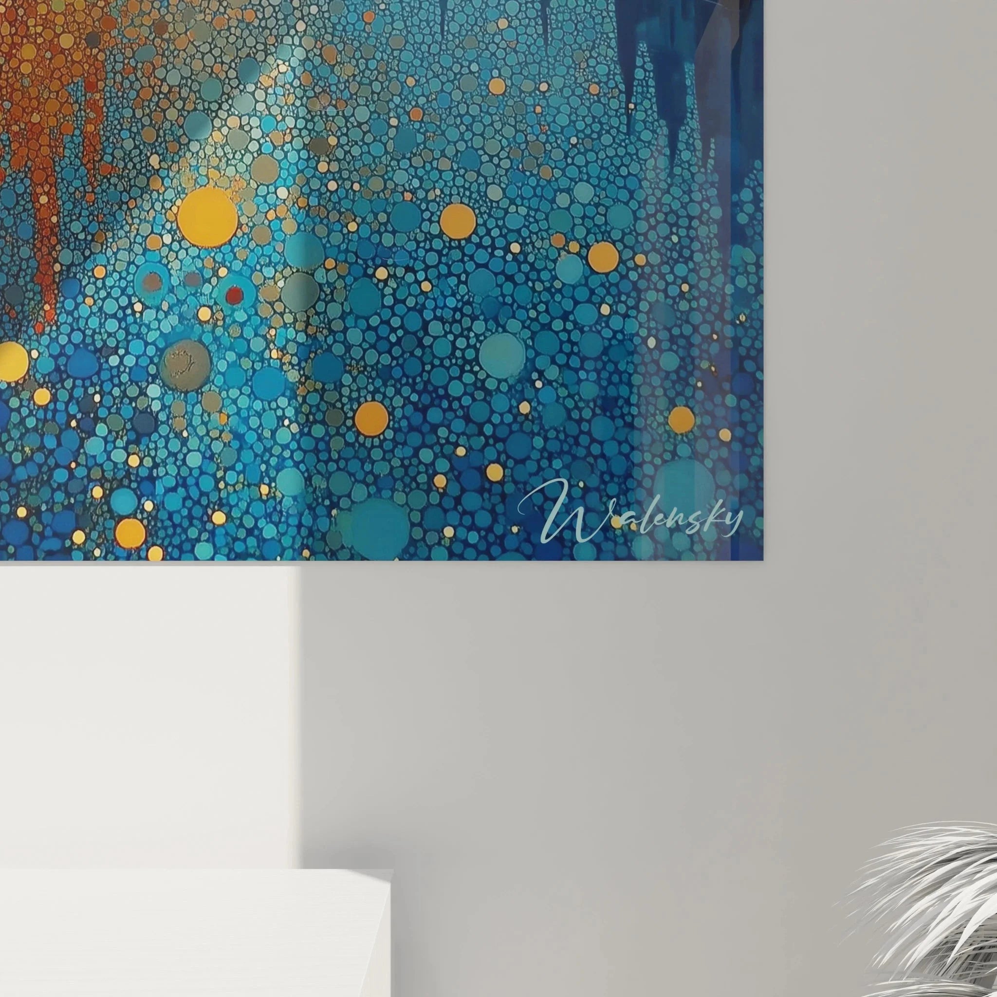 Gesamtansicht Wandbild Kathedrale Pointillismus Wand montiert gotische Architektur Spiegelung Wanddeko